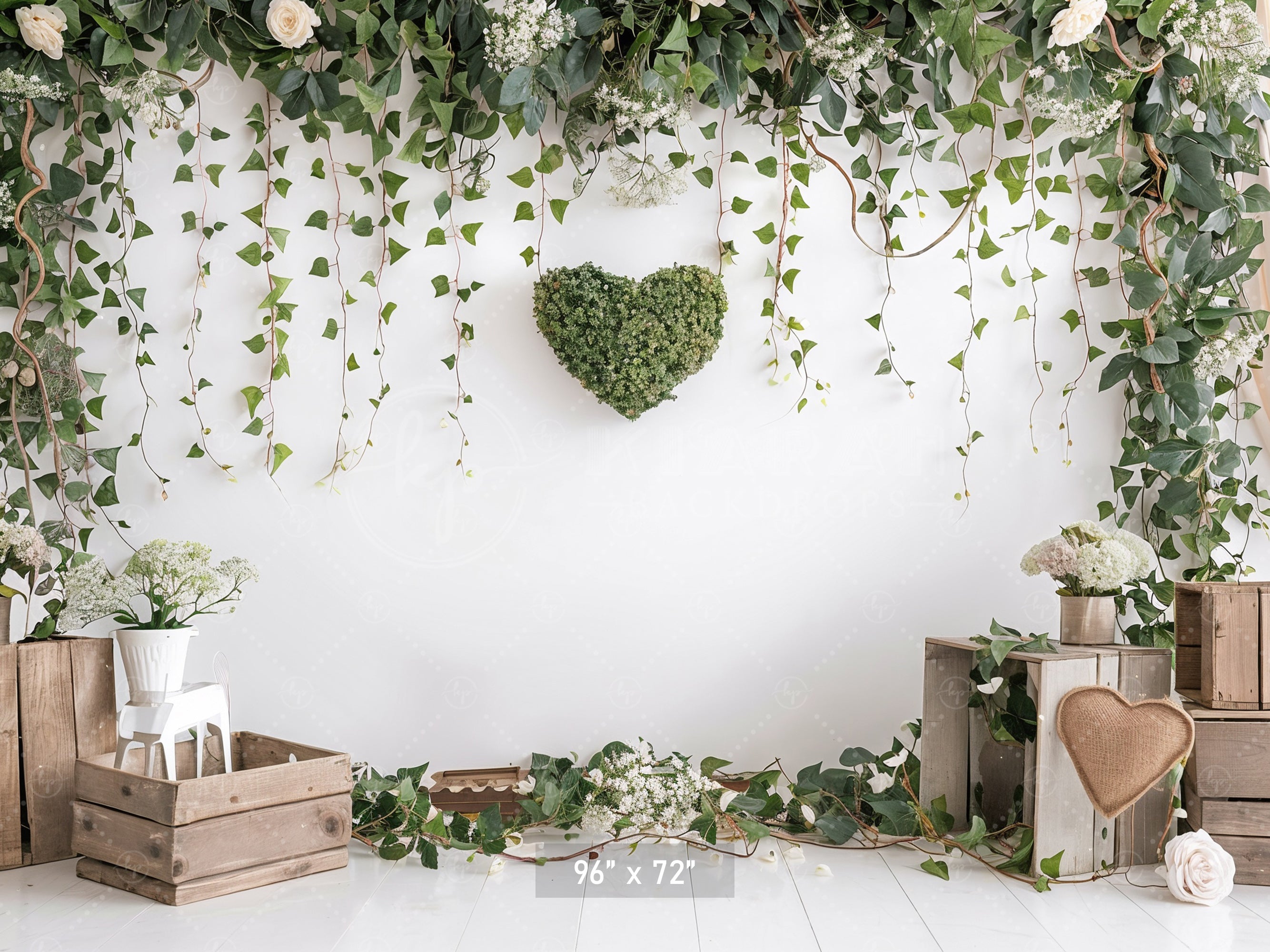 Rustic Greenery Heart Backdrop