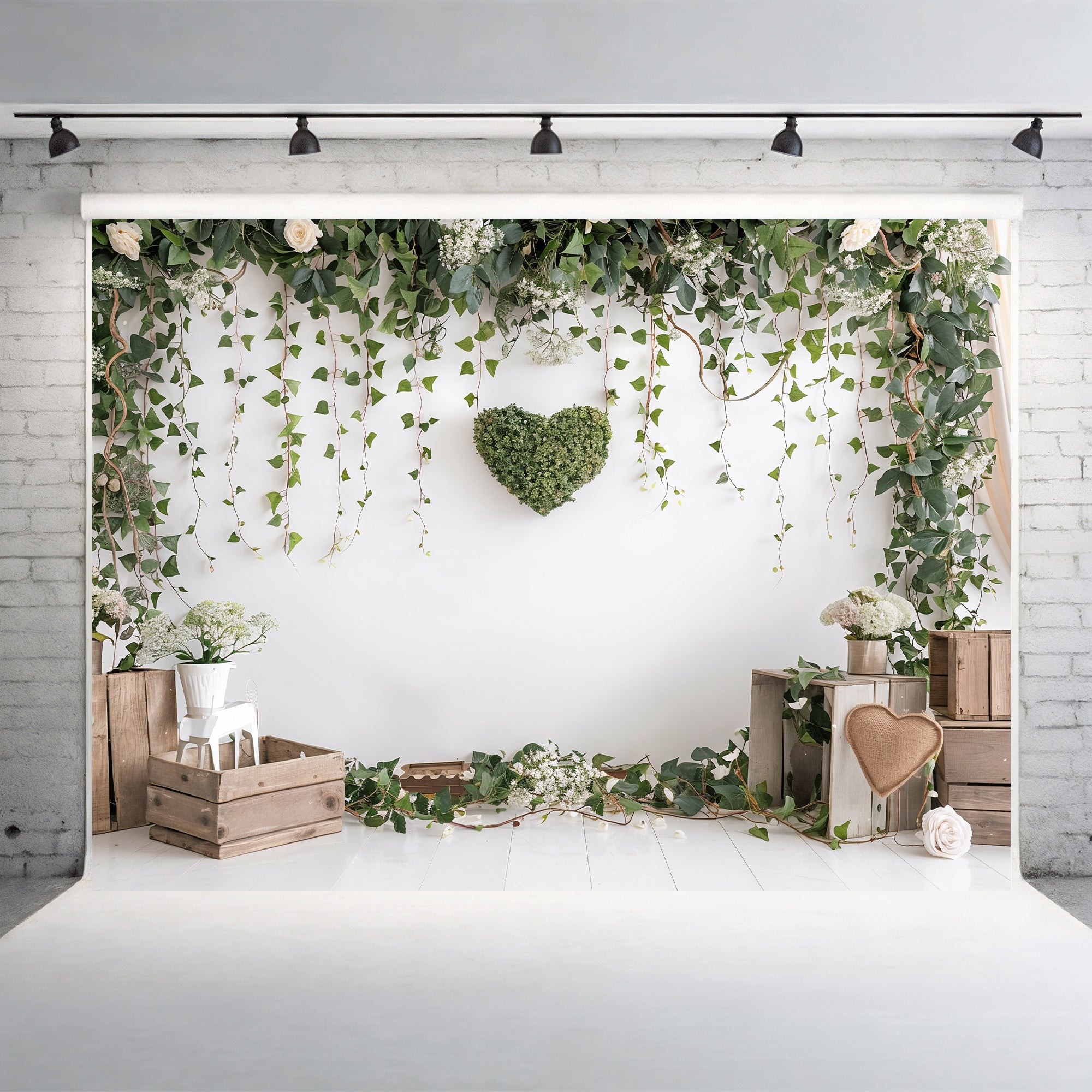 Rustic Greenery Heart Backdrop