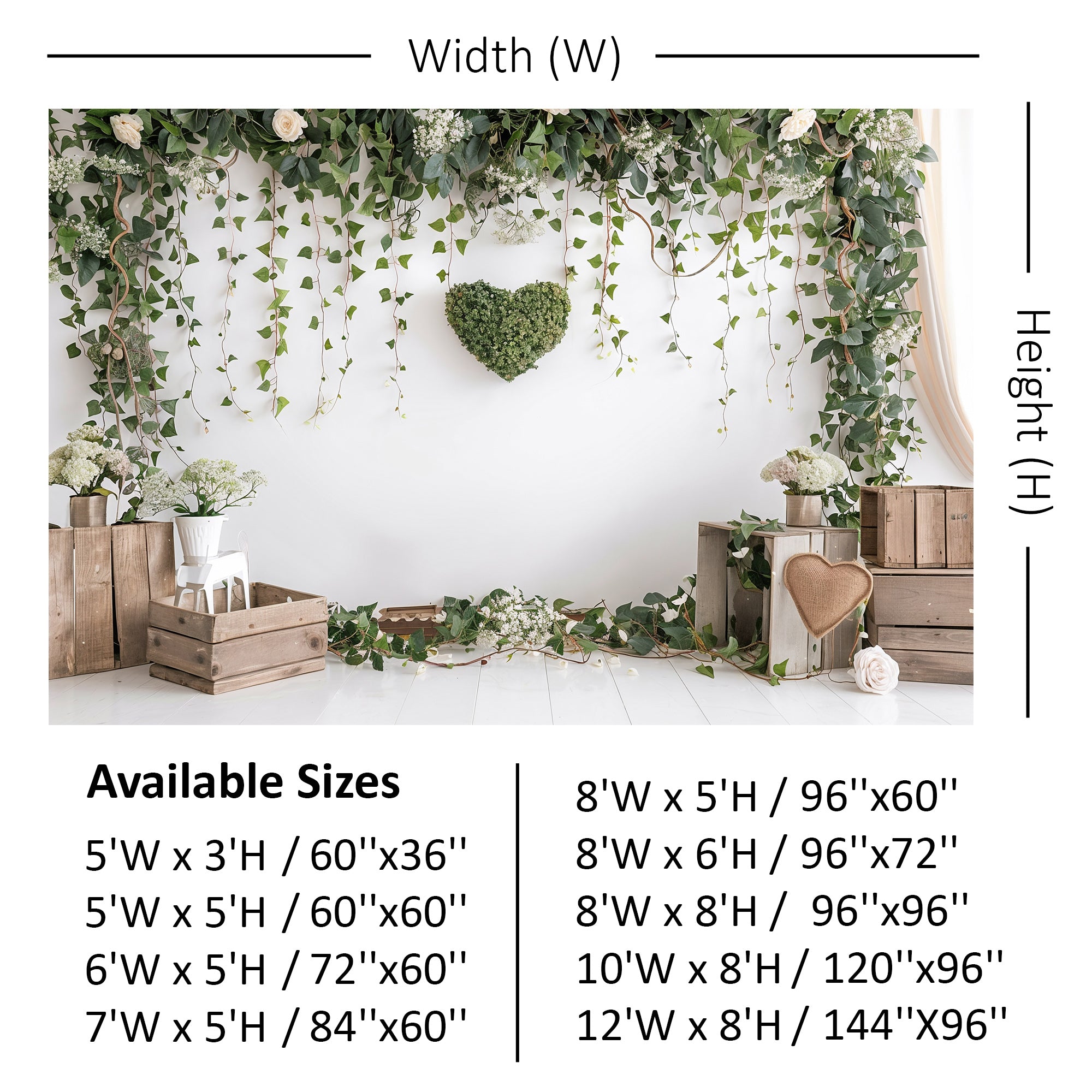 Rustic Greenery Heart Backdrop