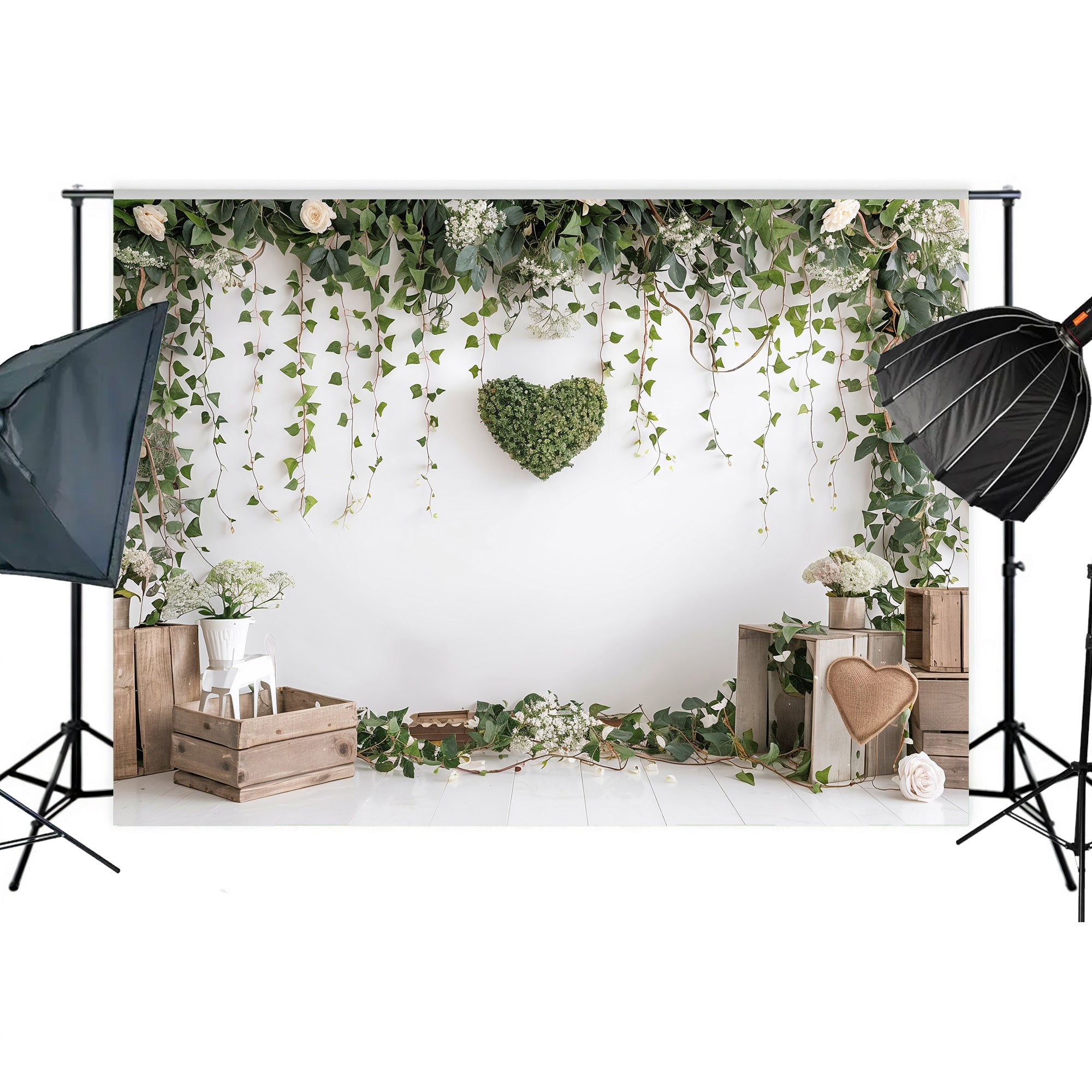 Rustic Greenery Heart Backdrop