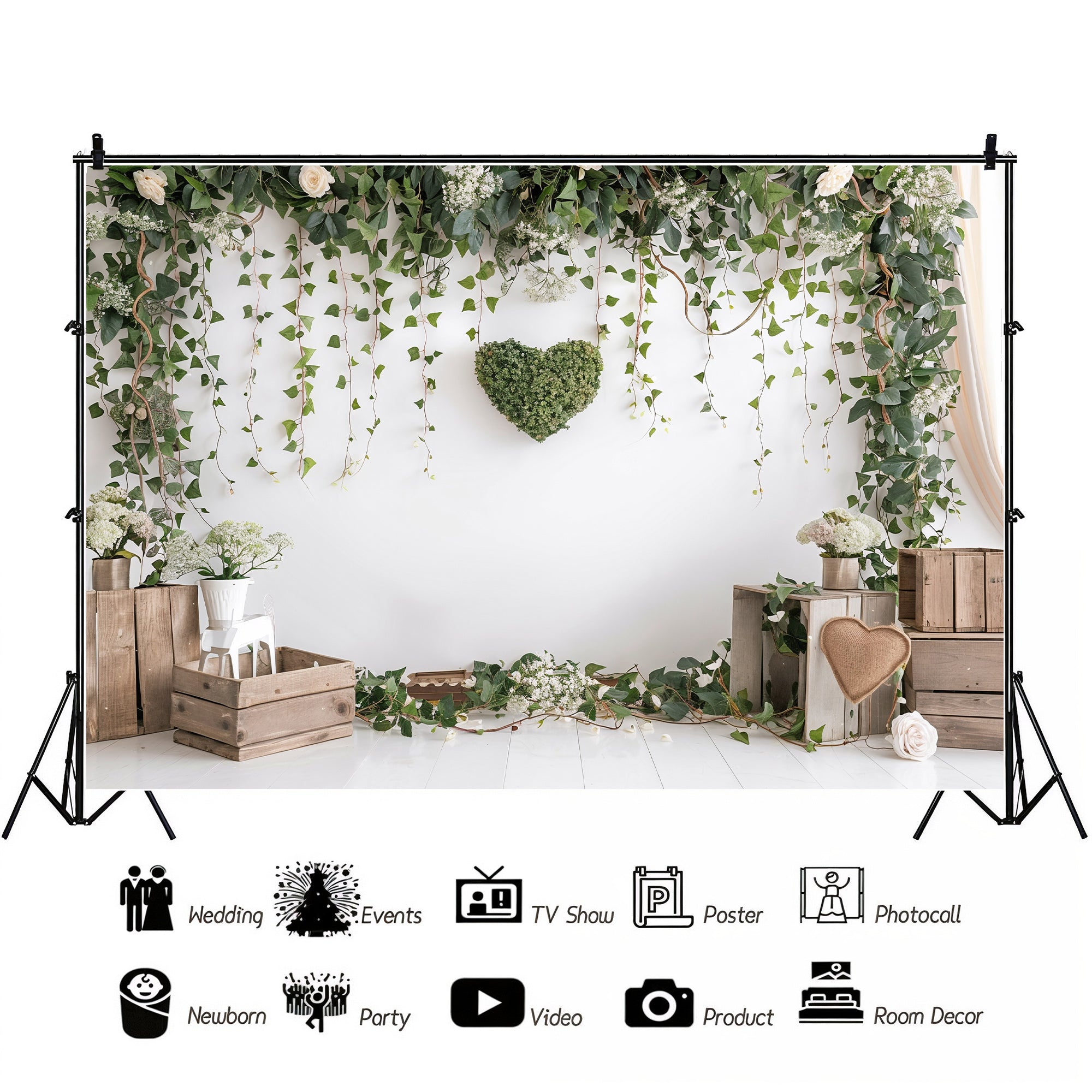 Rustic Greenery Heart Backdrop