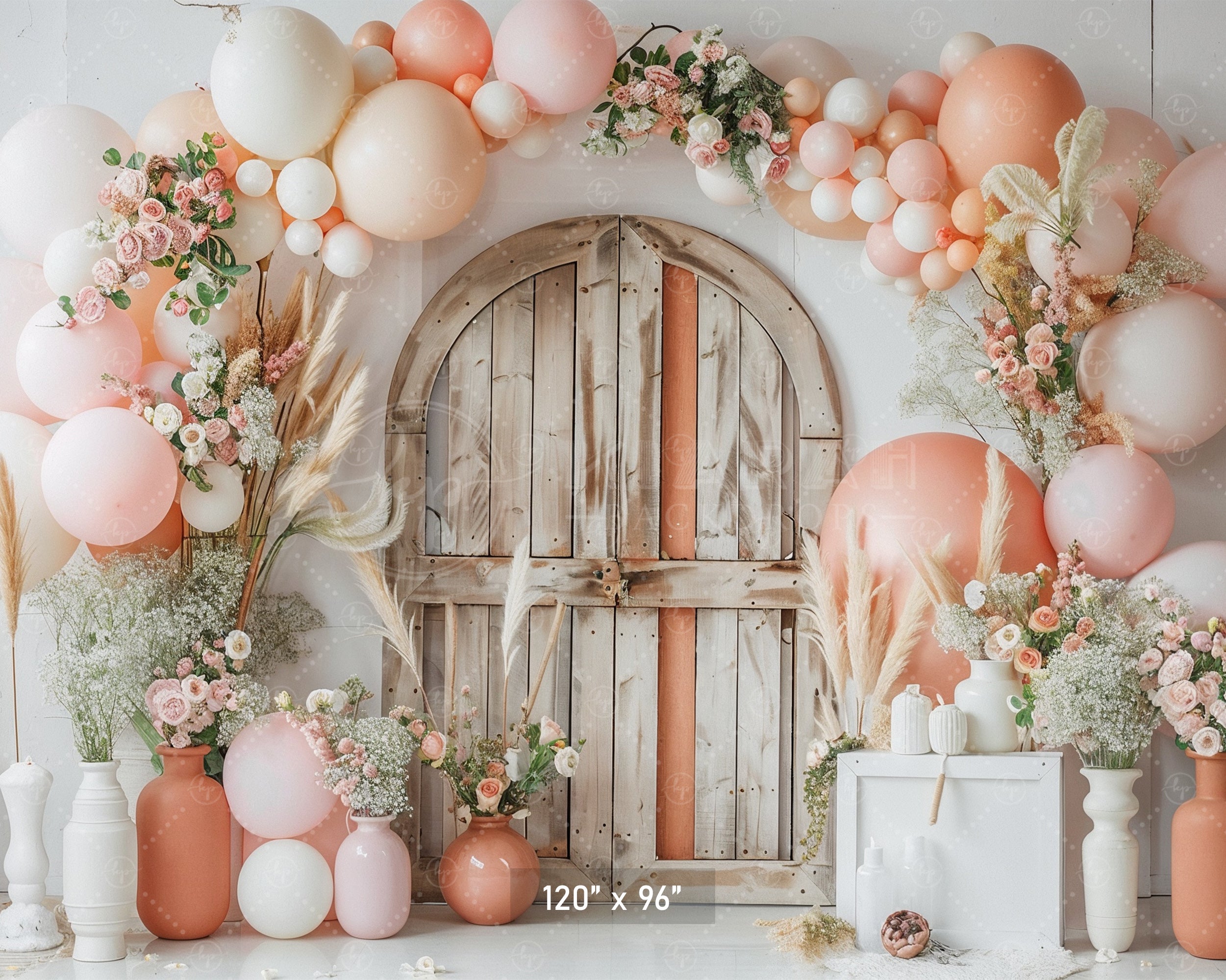 Rustic Floral Arch Door Backdrop