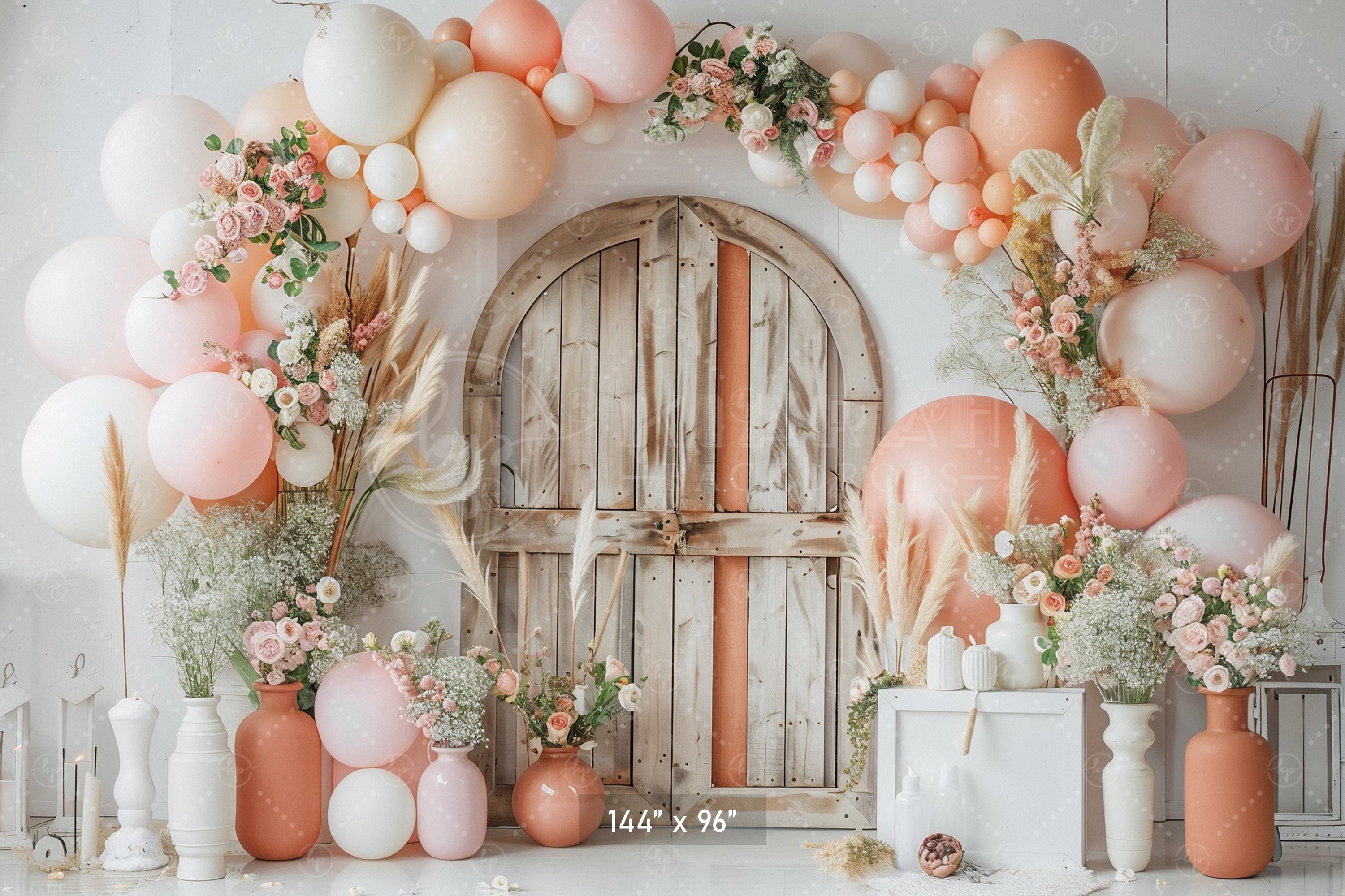 Rustic Floral Arch Door Backdrop
