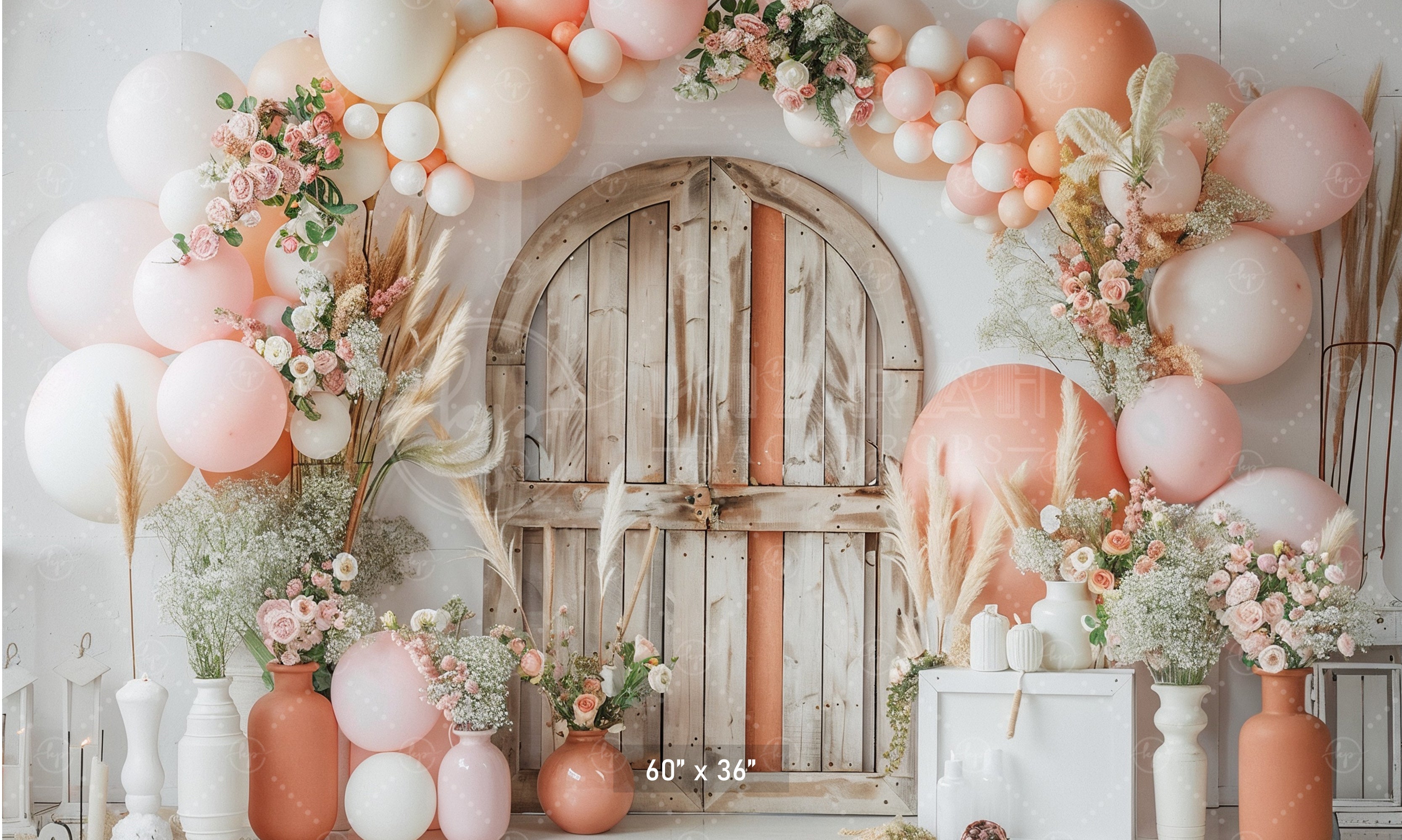 Rustic Floral Arch Door Backdrop