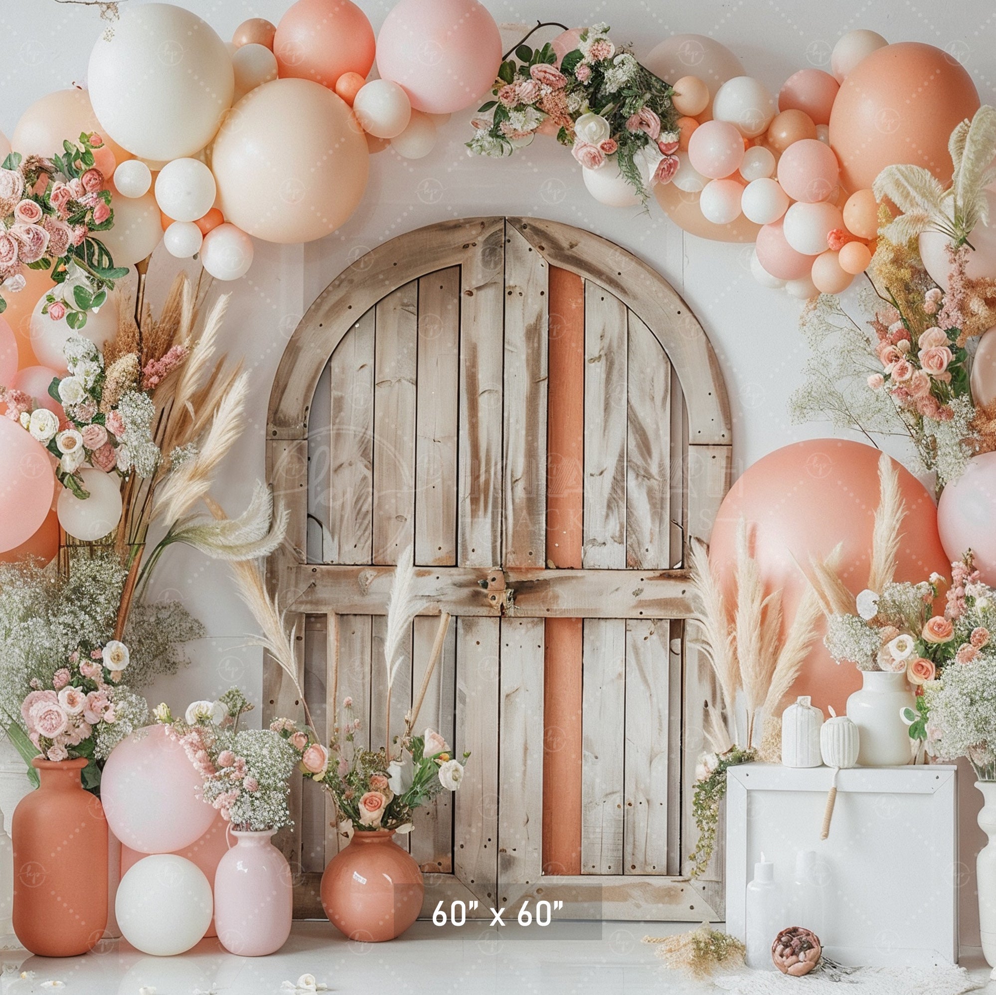 Rustic Floral Arch Door Backdrop