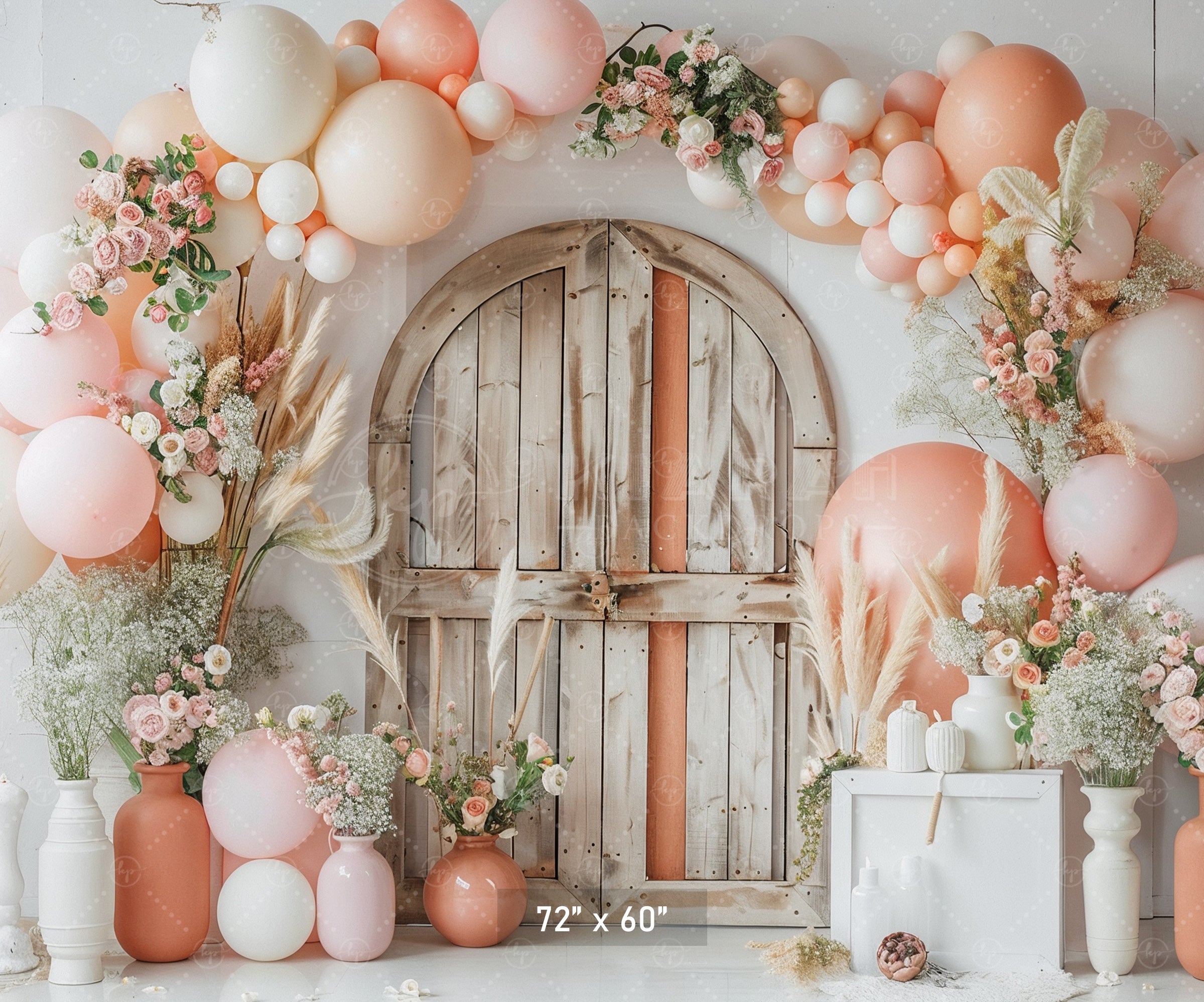 Rustic Floral Arch Door Backdrop