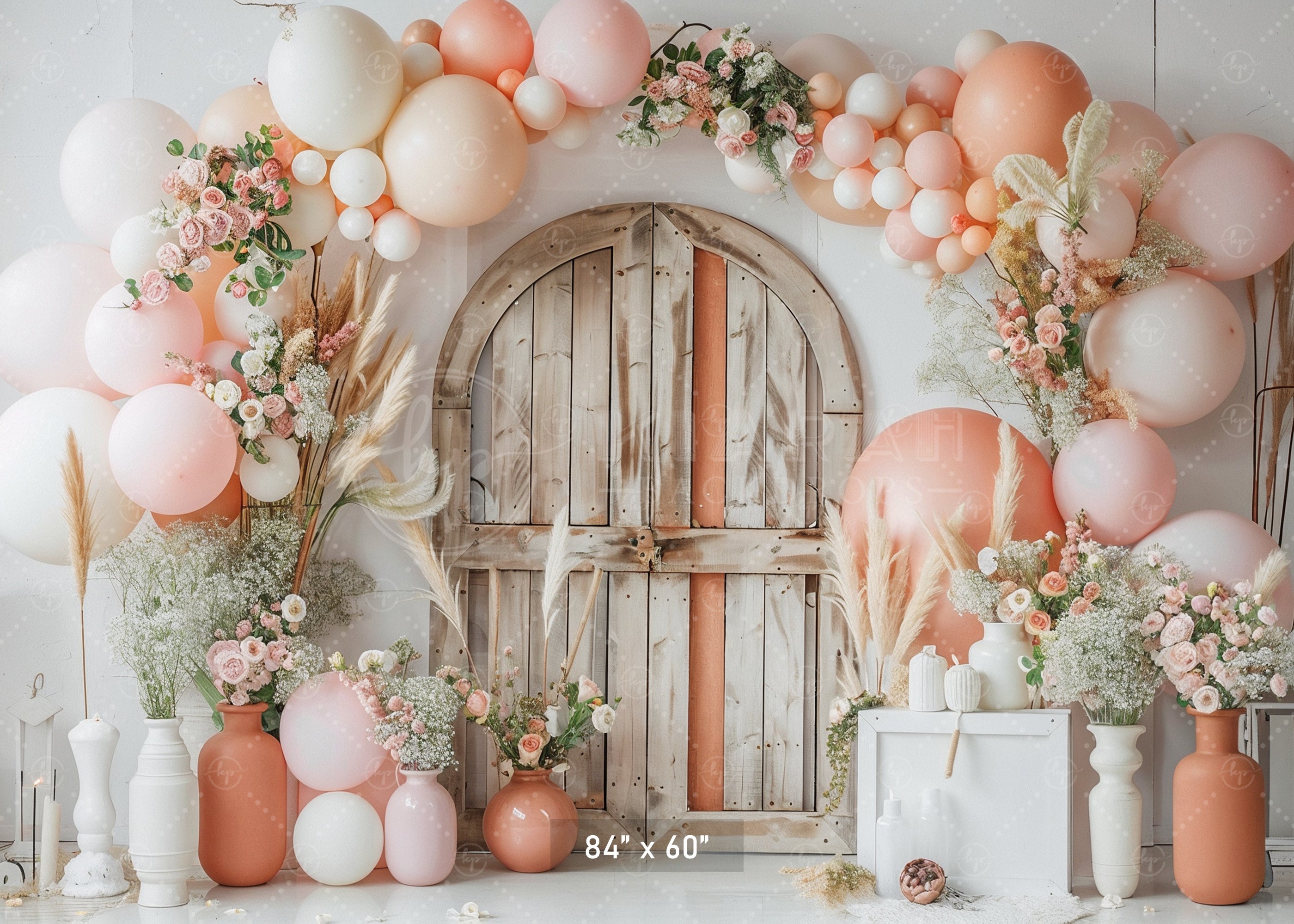 Rustic Floral Arch Door Backdrop
