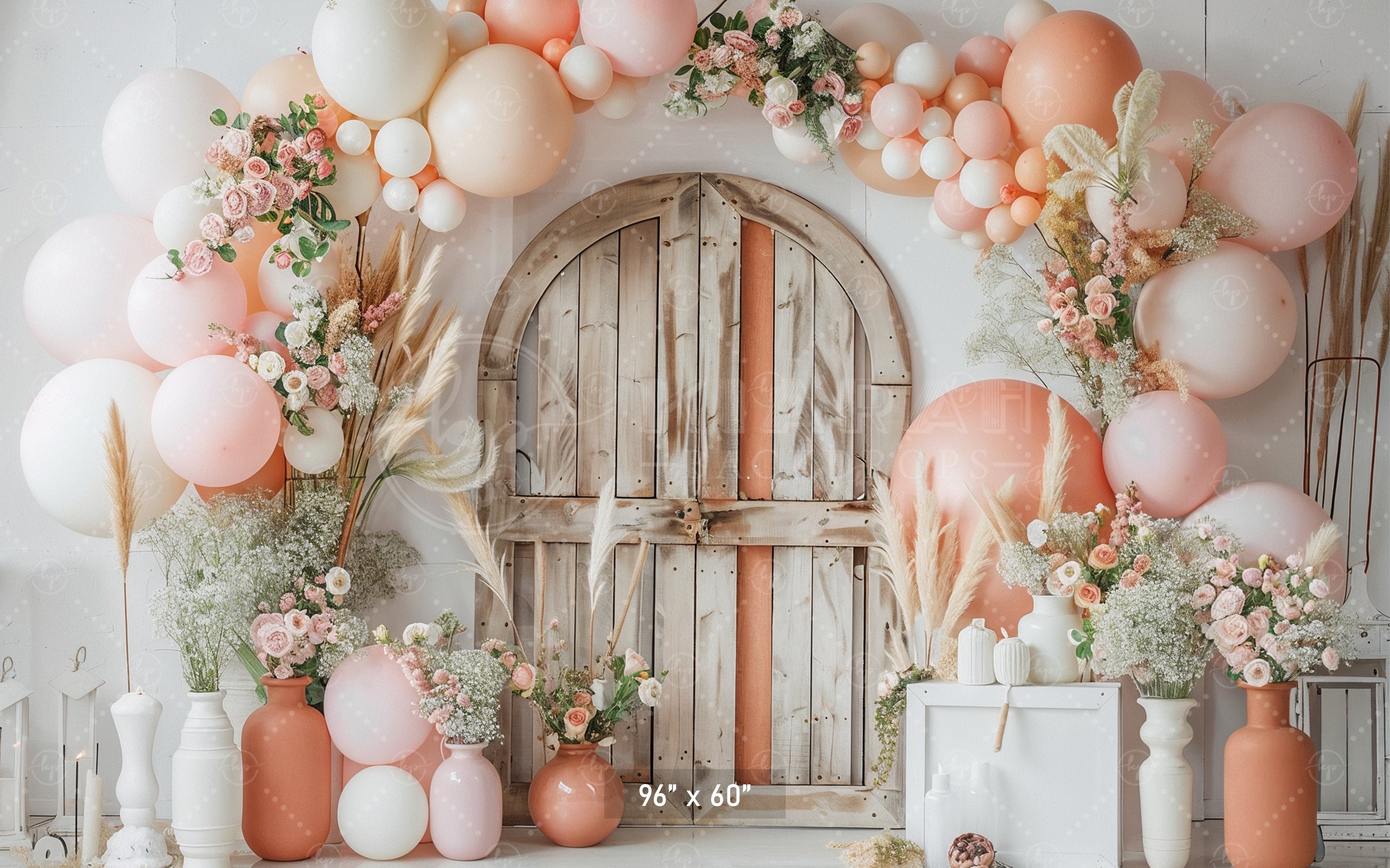 Rustic Floral Arch Door Backdrop