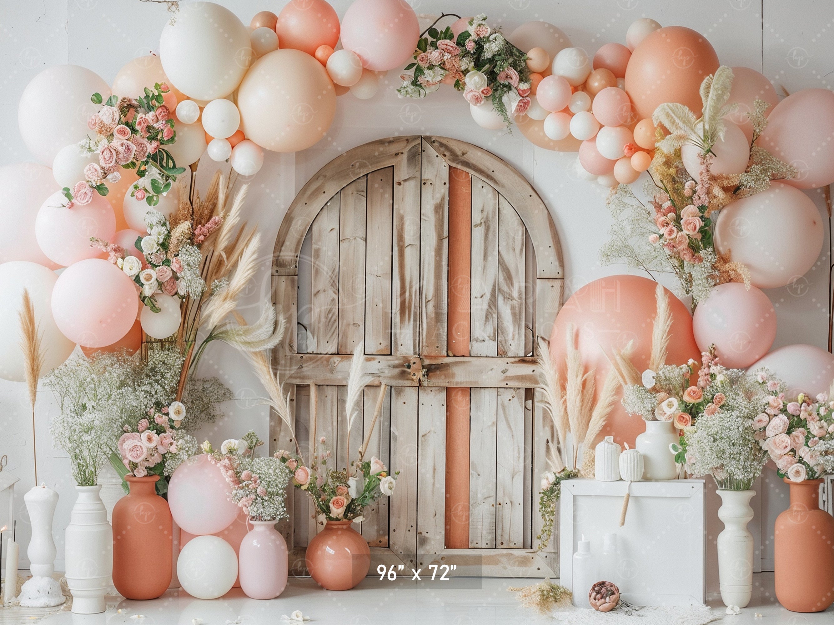 Rustic Floral Arch Door Backdrop