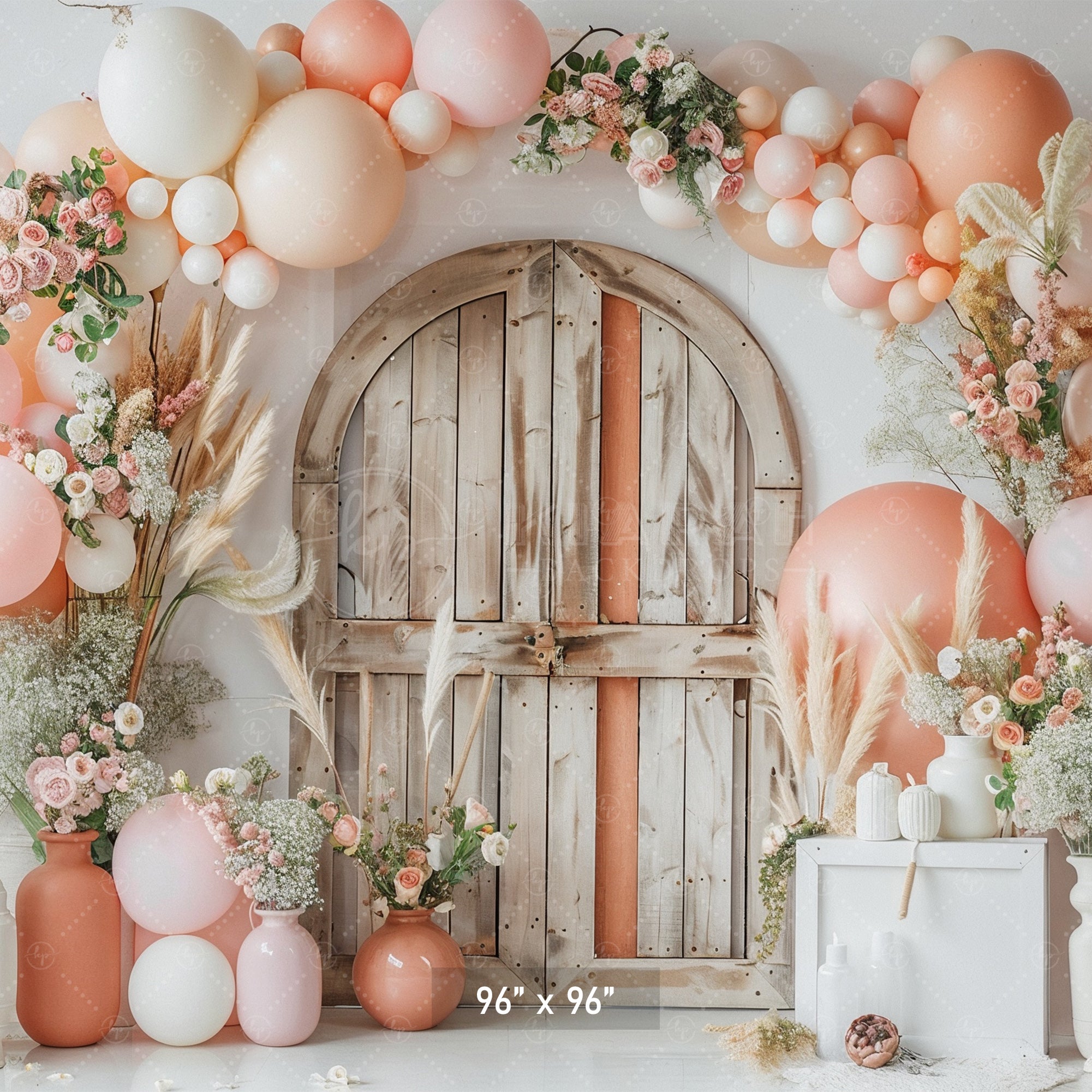 Rustic Floral Arch Door Backdrop