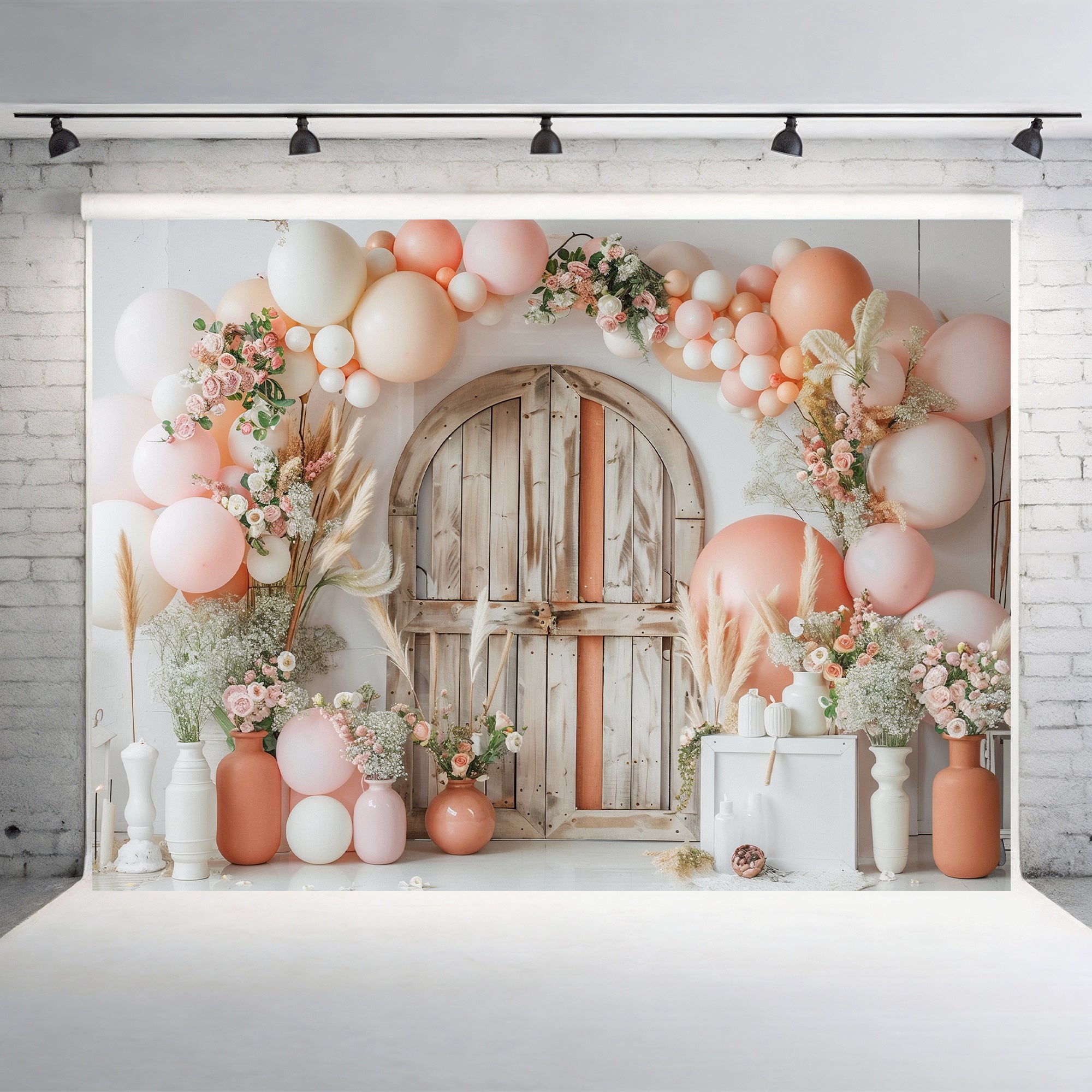 Rustic Floral Arch Door Backdrop