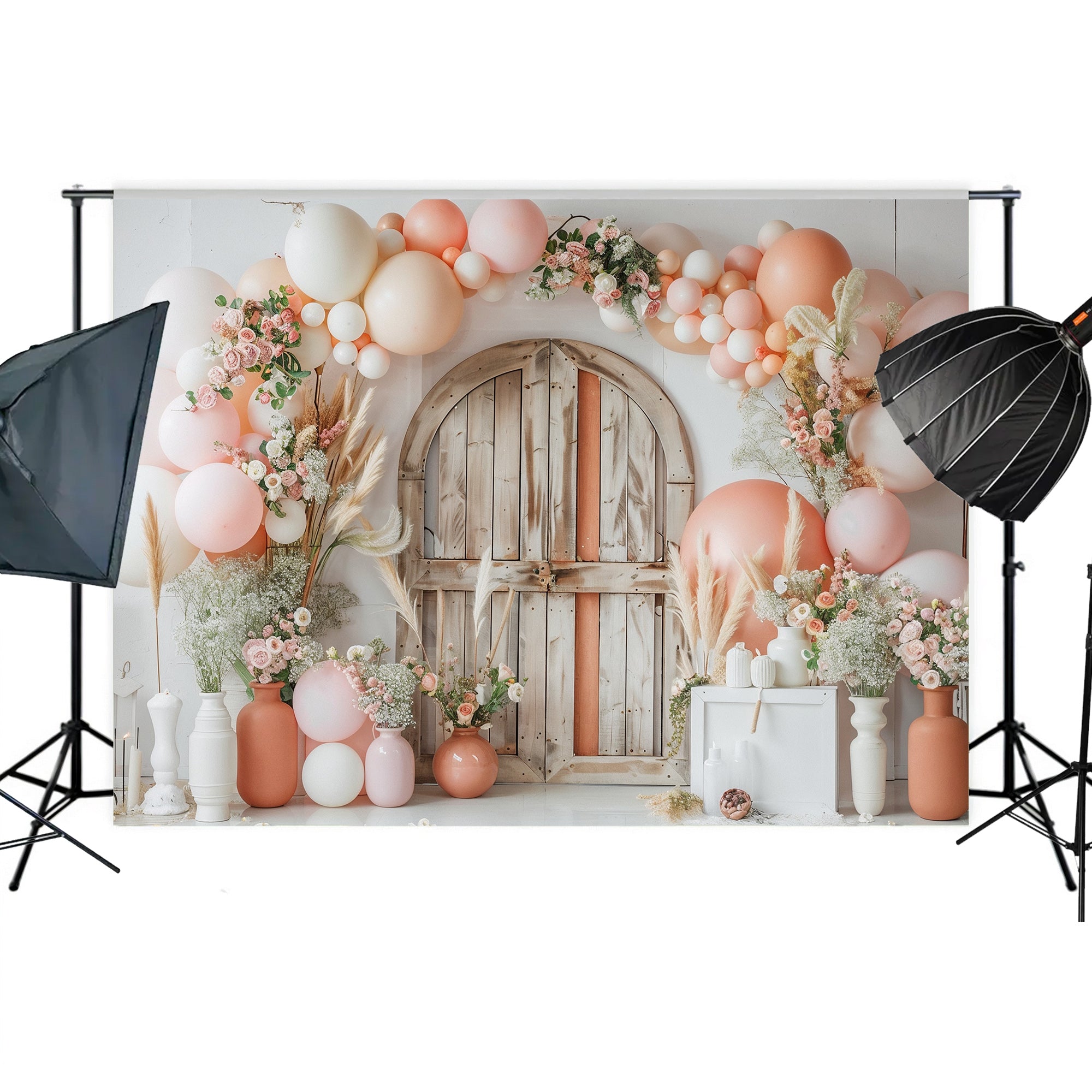 Rustic Floral Arch Door Backdrop