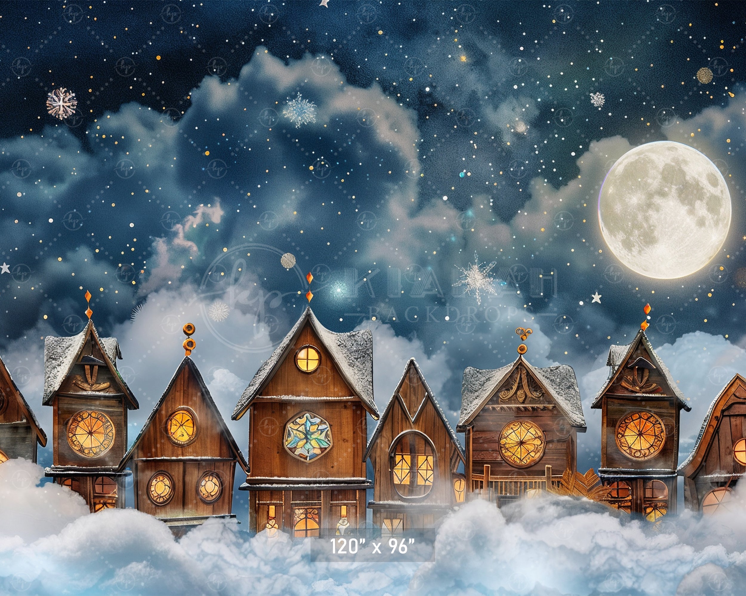 Enchanted Winter Village Backdrop