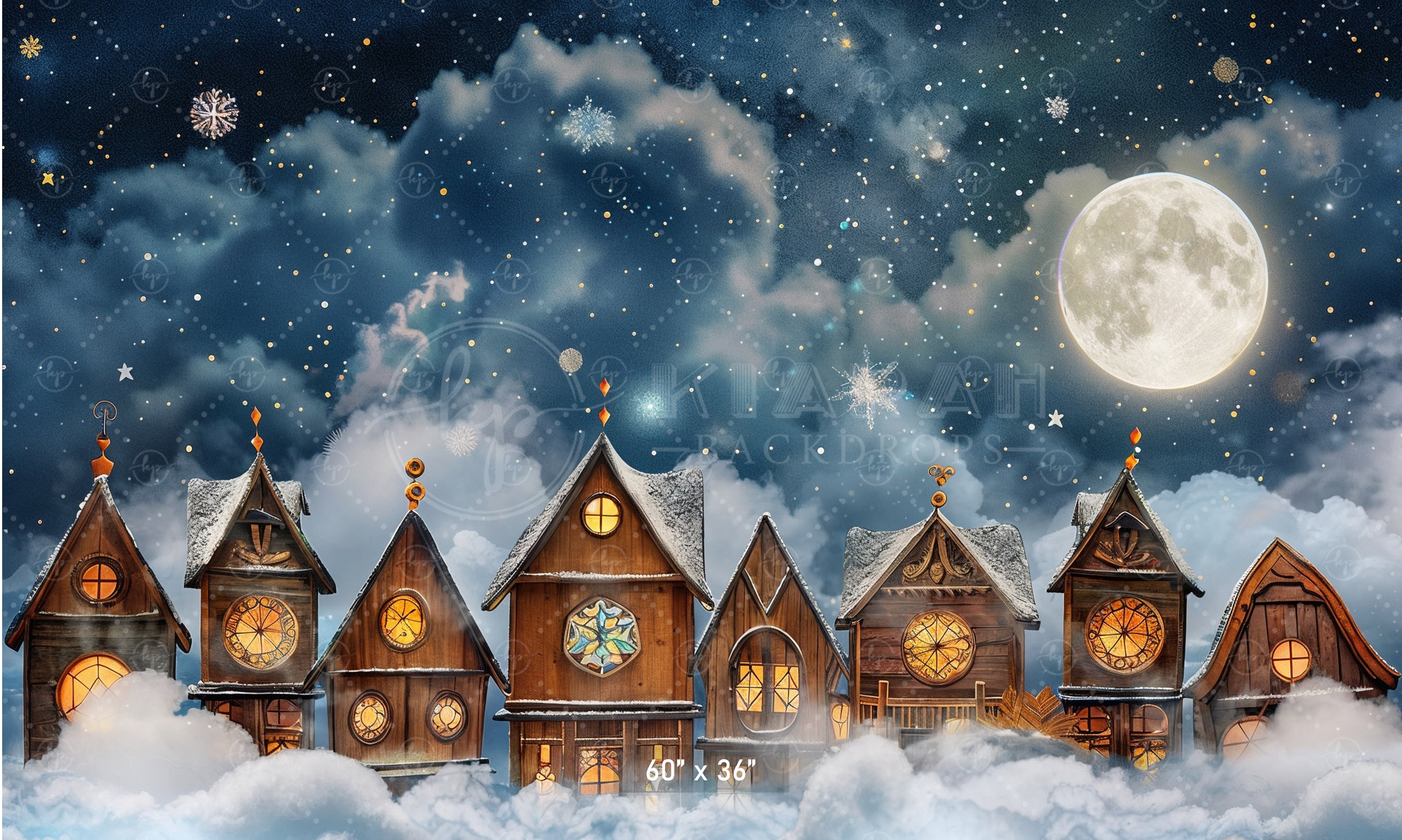 Enchanted Winter Village Backdrop