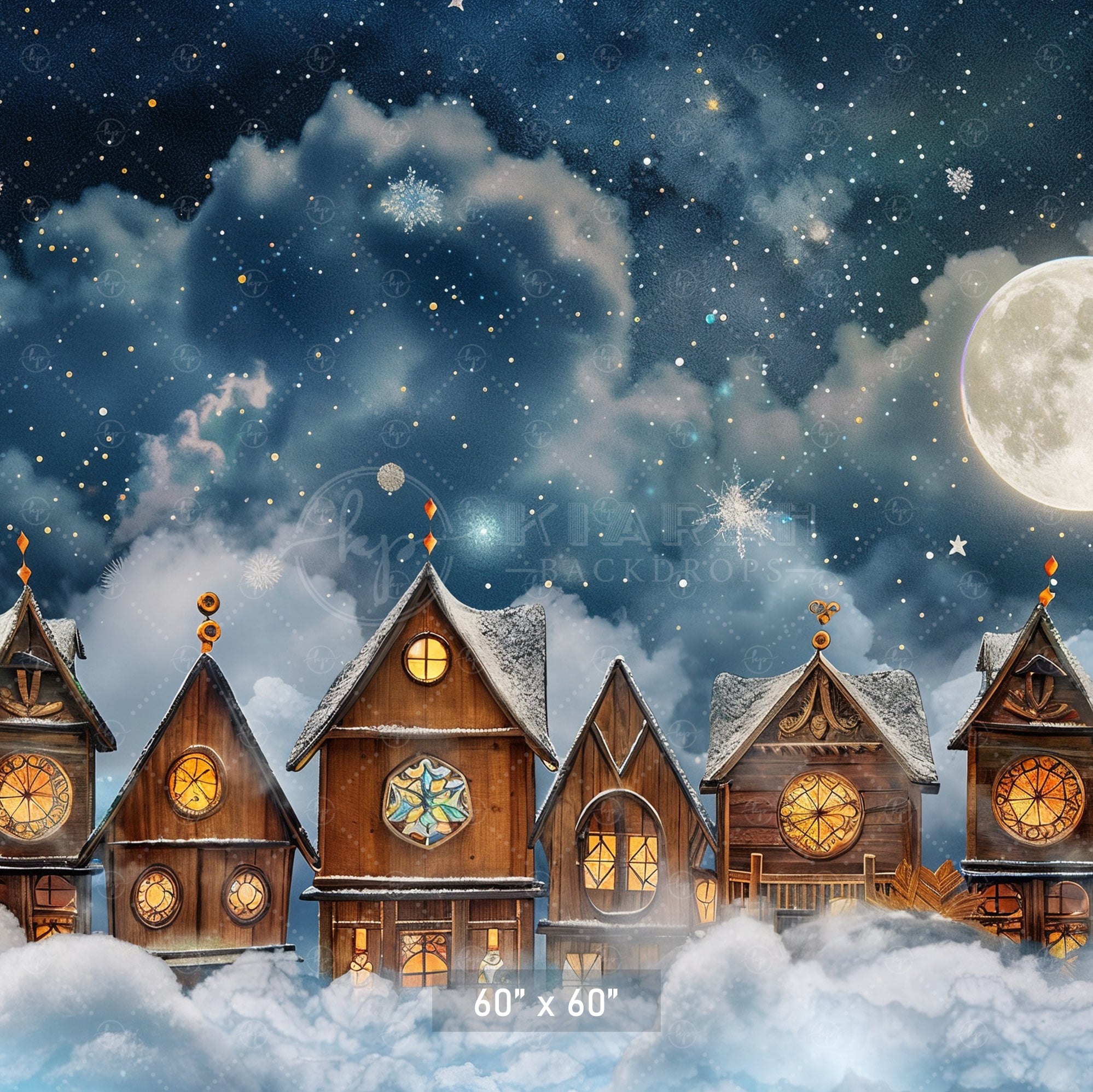 Enchanted Winter Village Backdrop