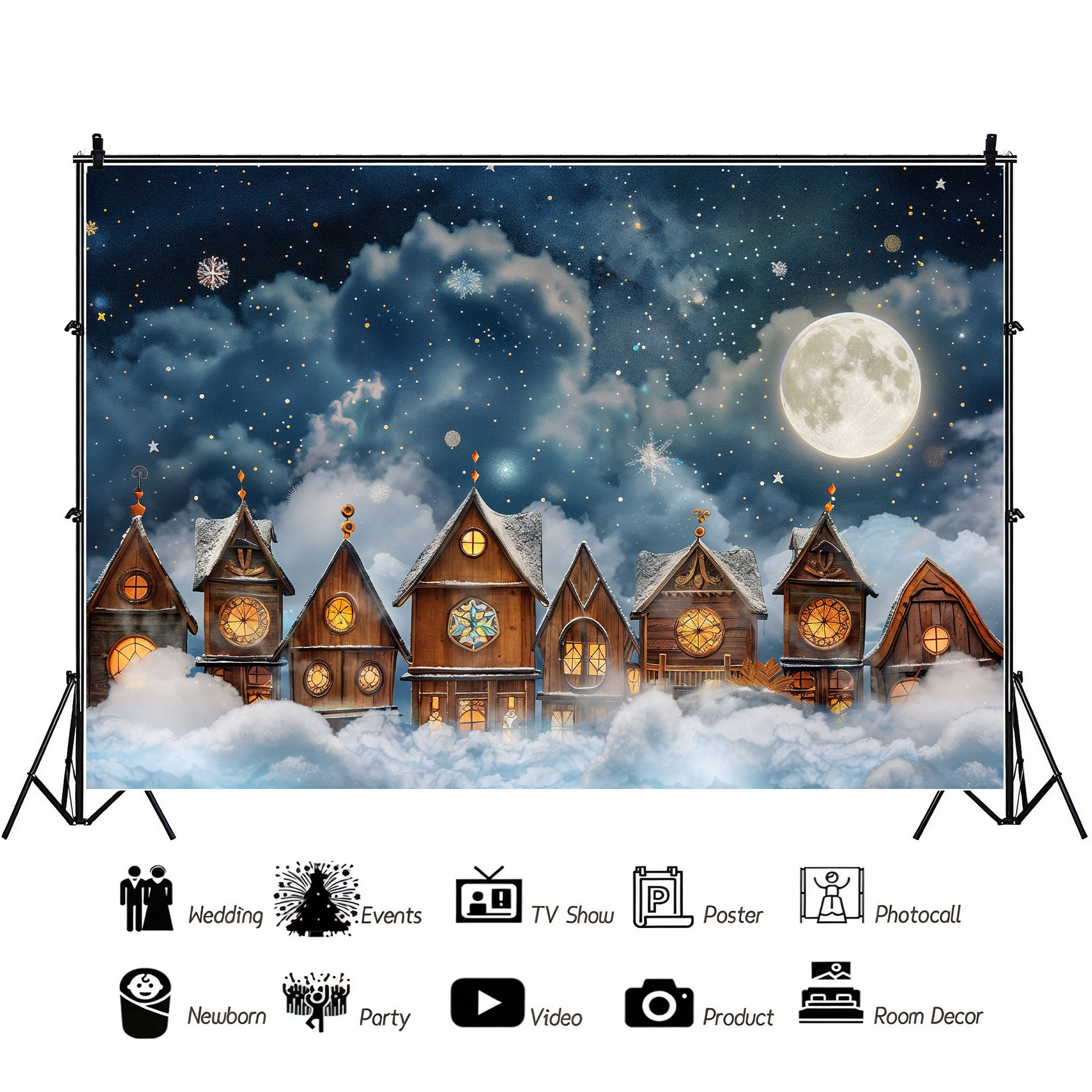 Enchanted Winter Village Backdrop