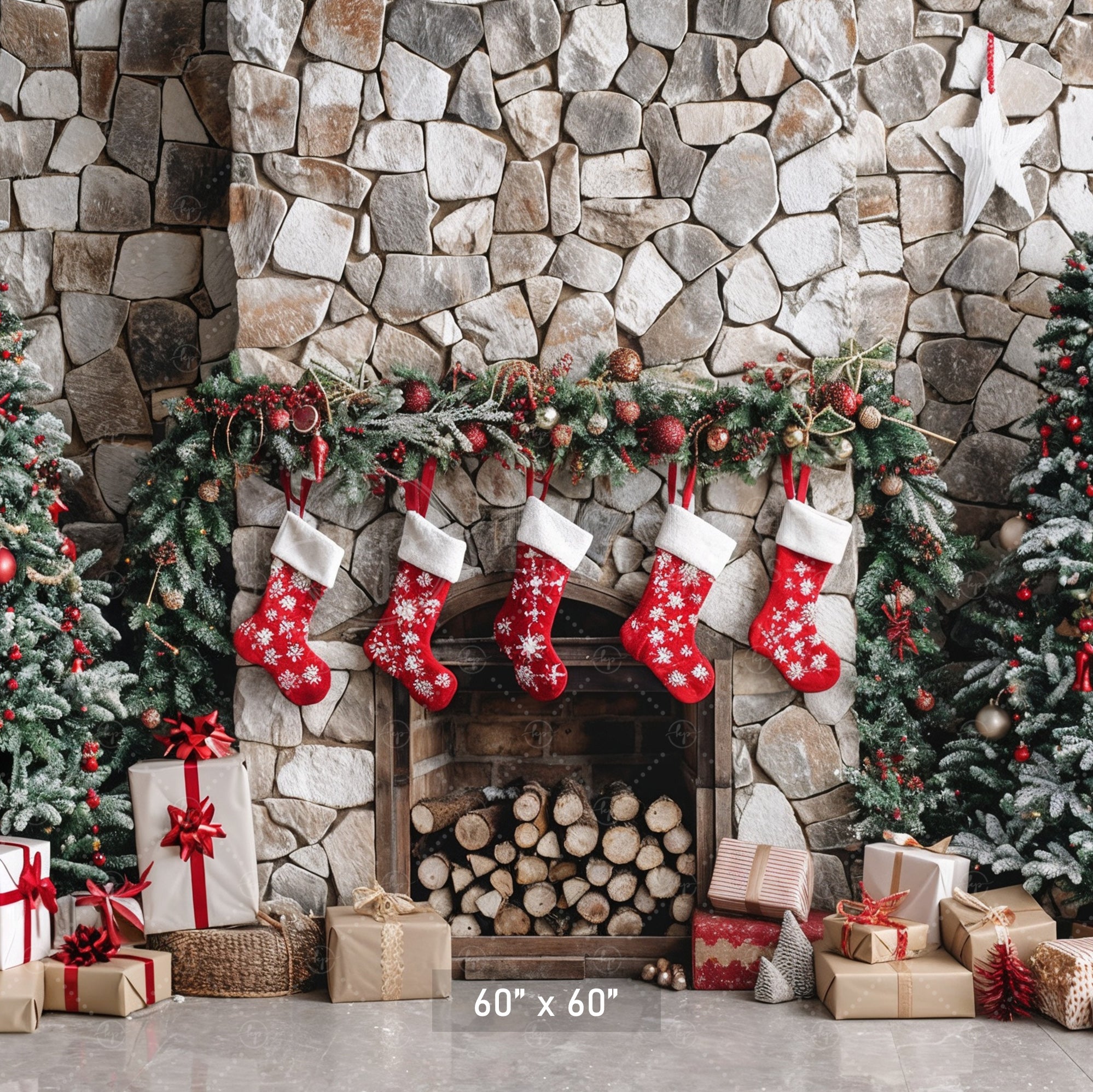 Cozy Holiday Hearth Scene Backdrop