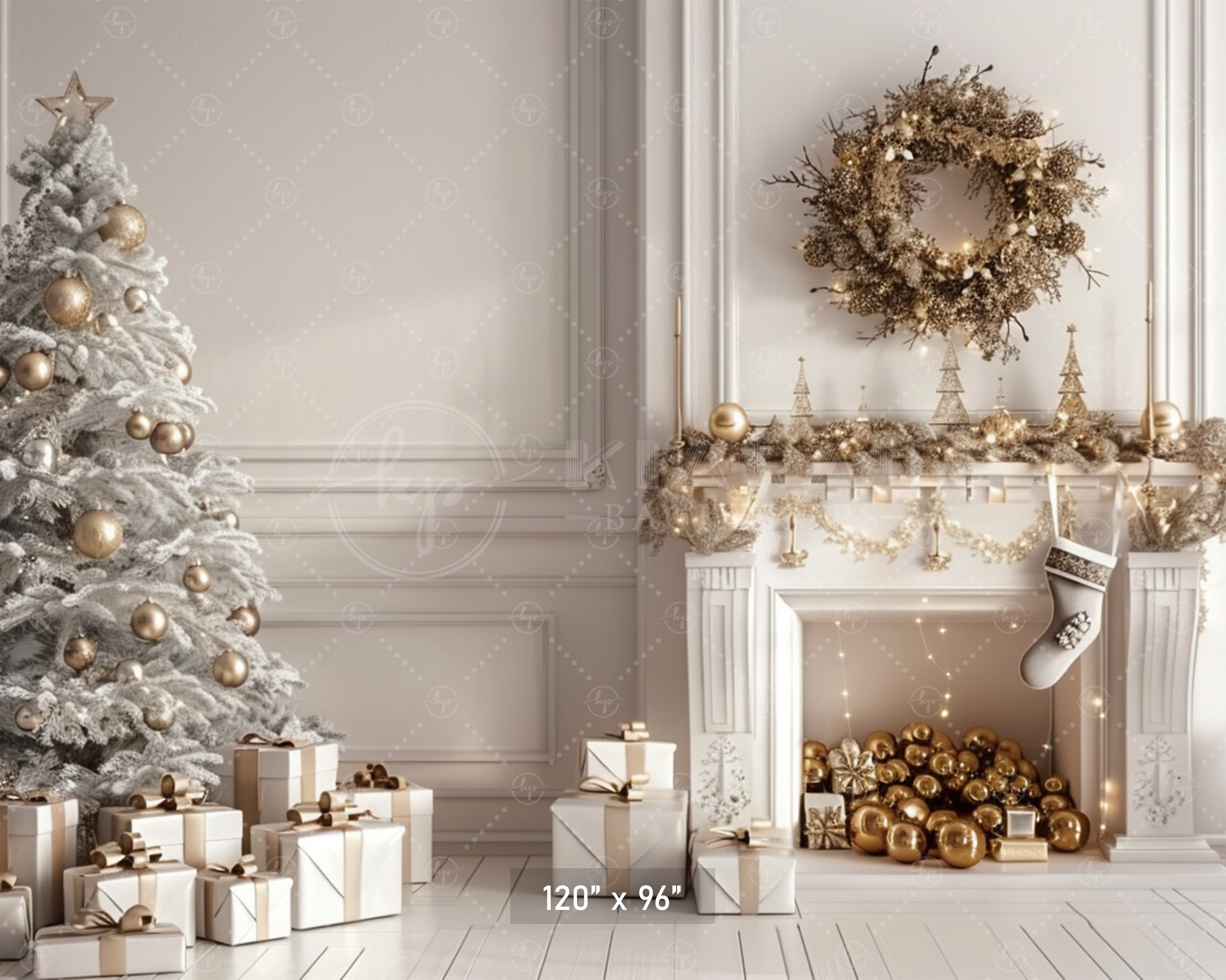 Elegant Gold Christmas Setting Backdrop