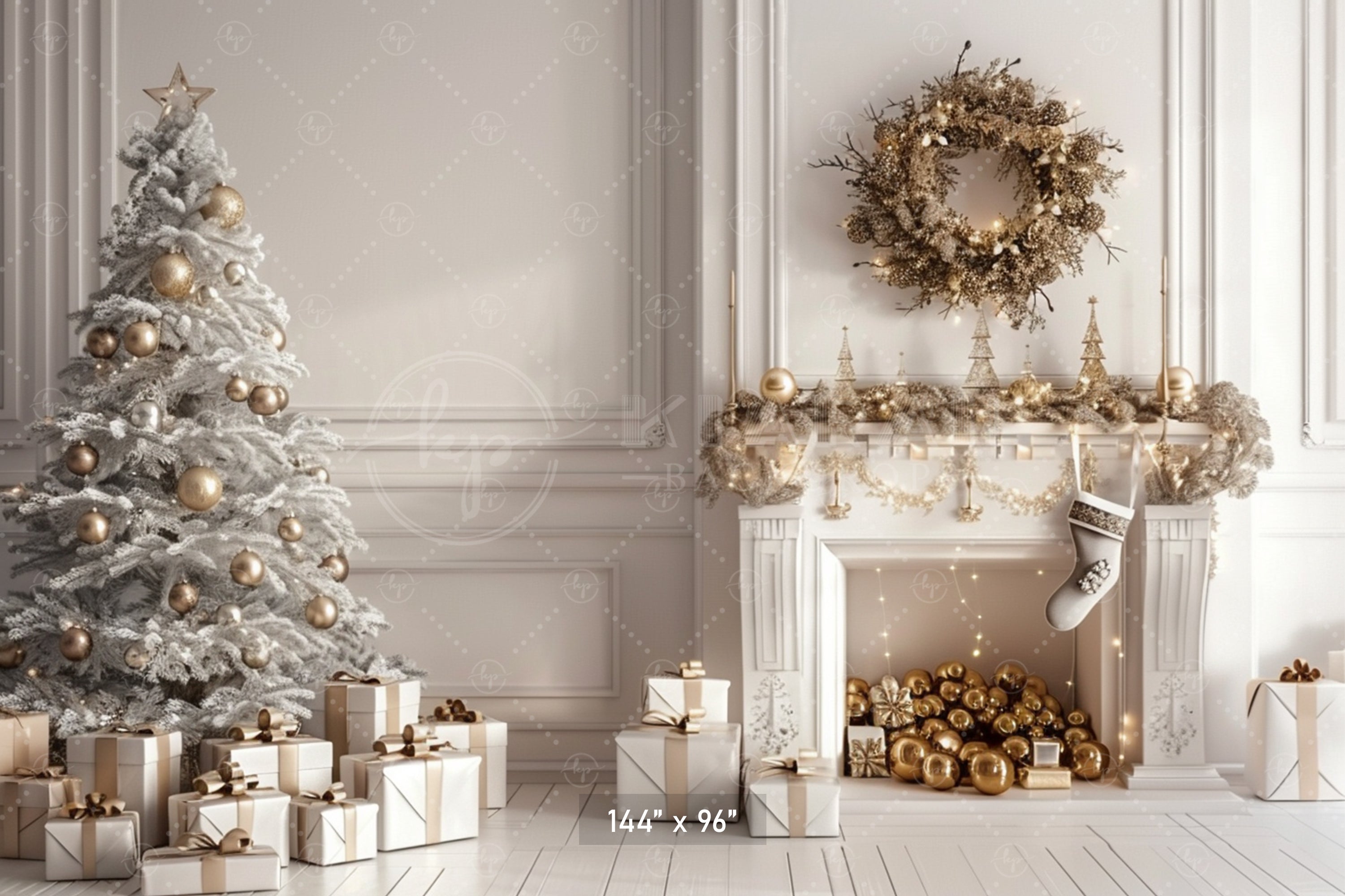 Elegant Gold Christmas Setting Backdrop
