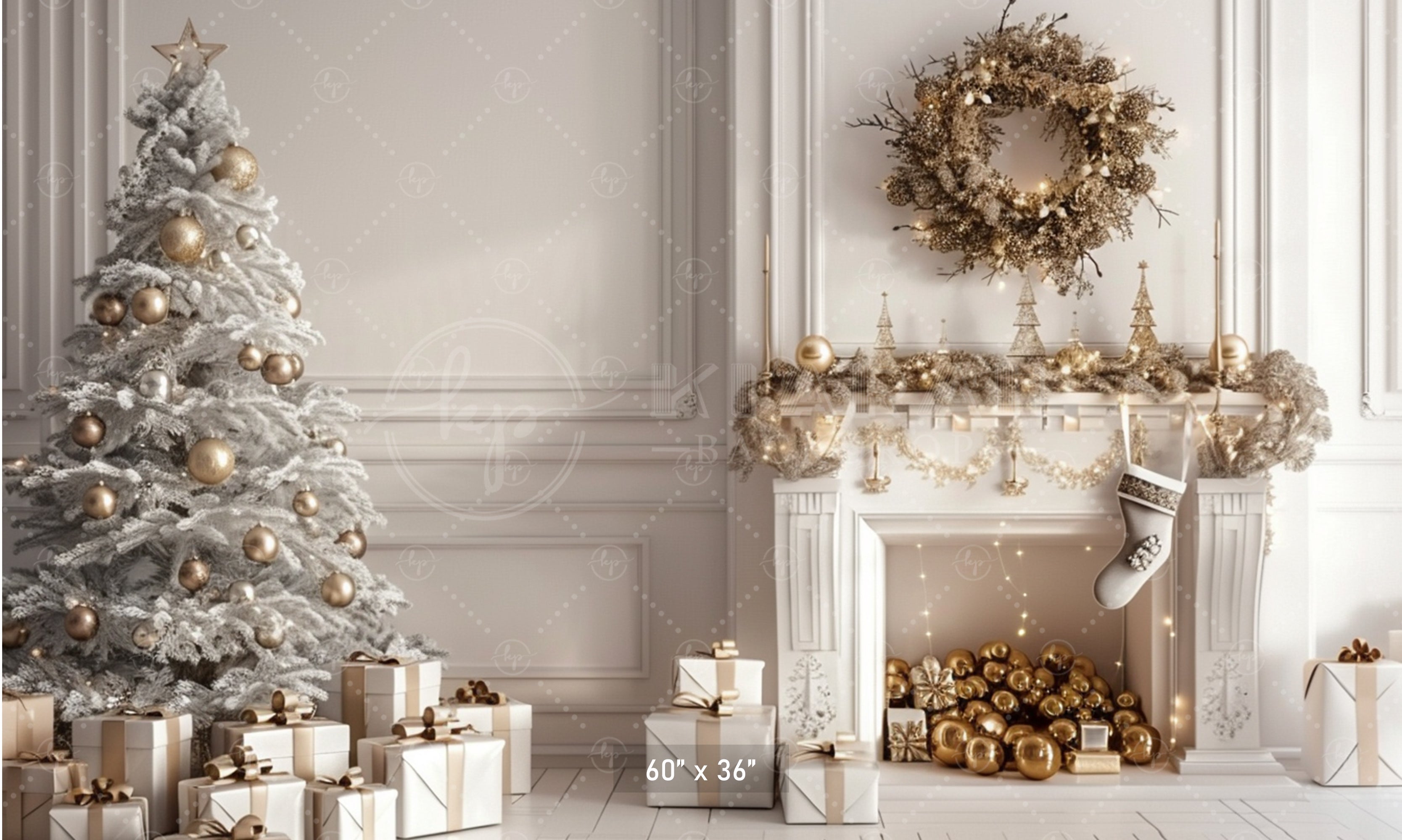 Elegant Gold Christmas Setting Backdrop