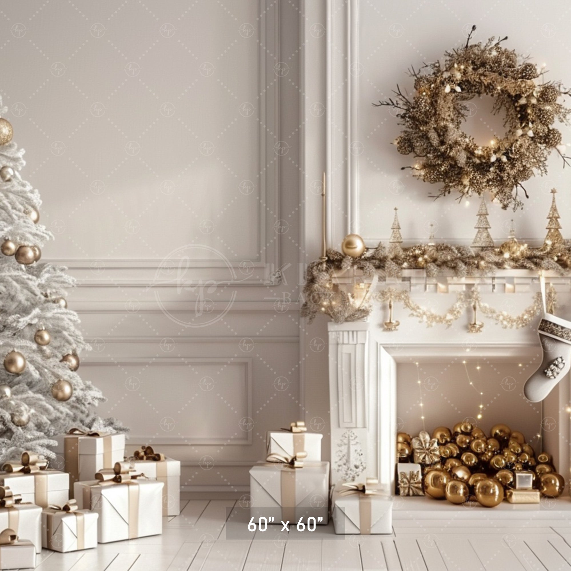 Elegant Gold Christmas Setting Backdrop