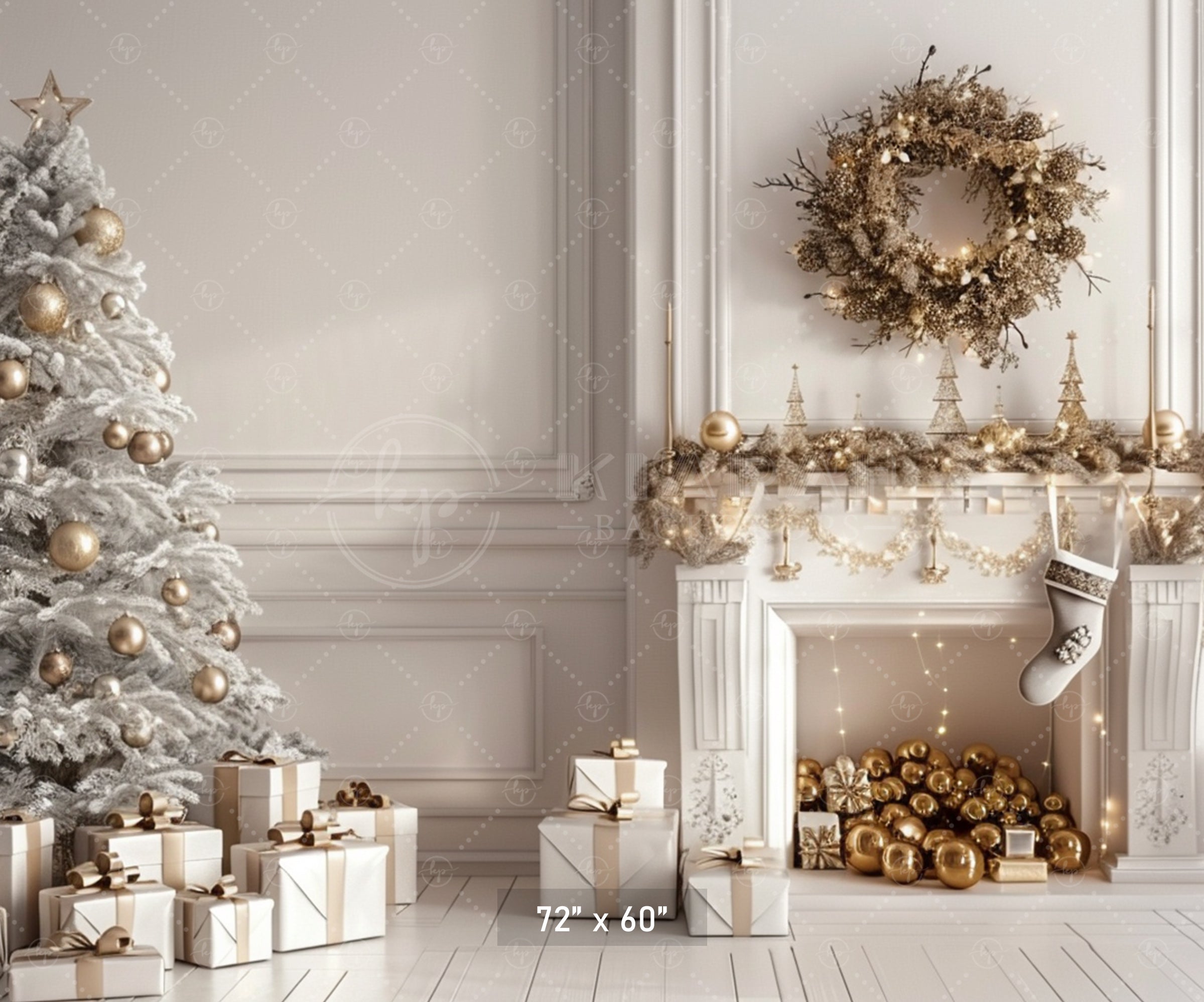 Elegant Gold Christmas Setting Backdrop