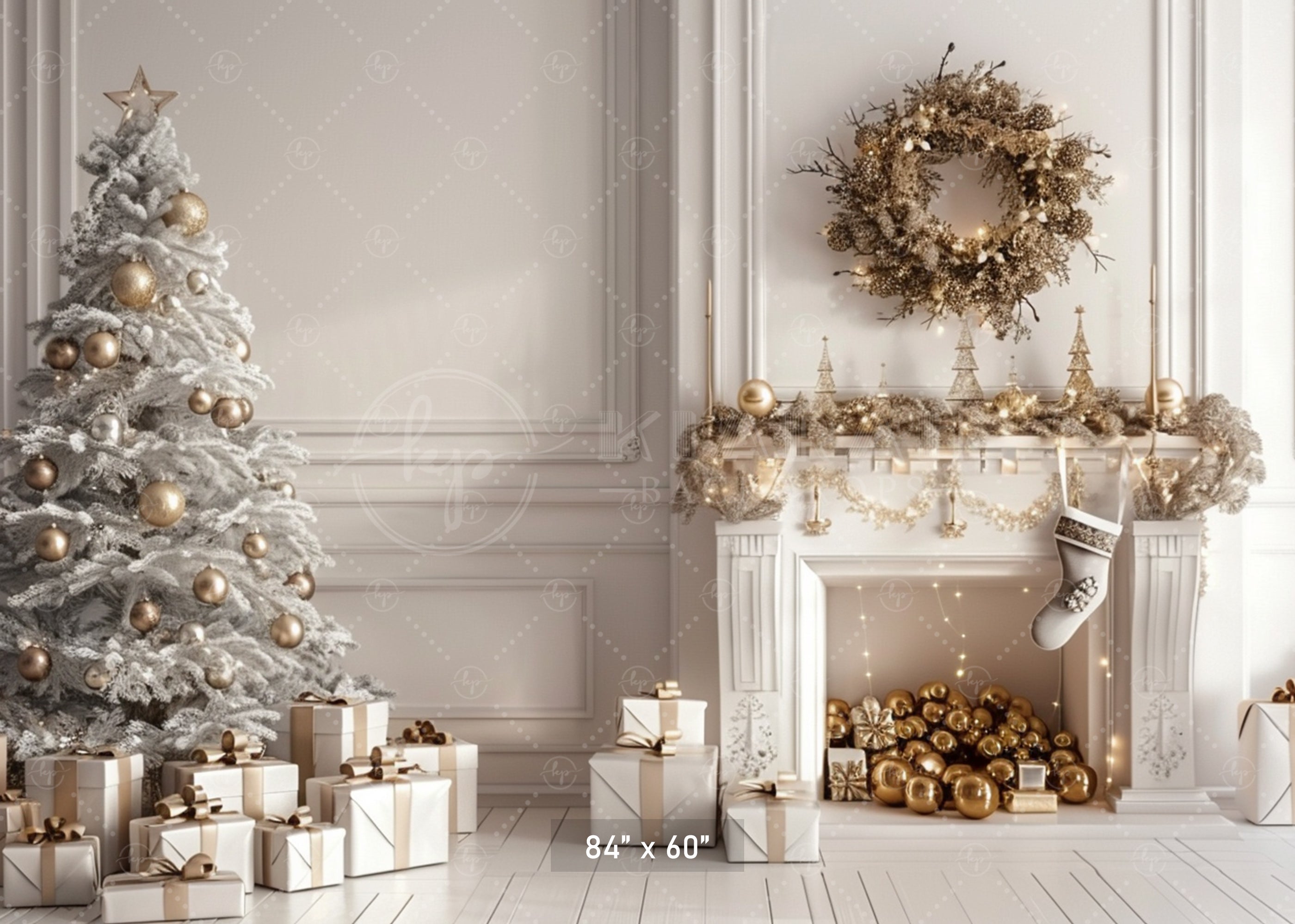 Elegant Gold Christmas Setting Backdrop