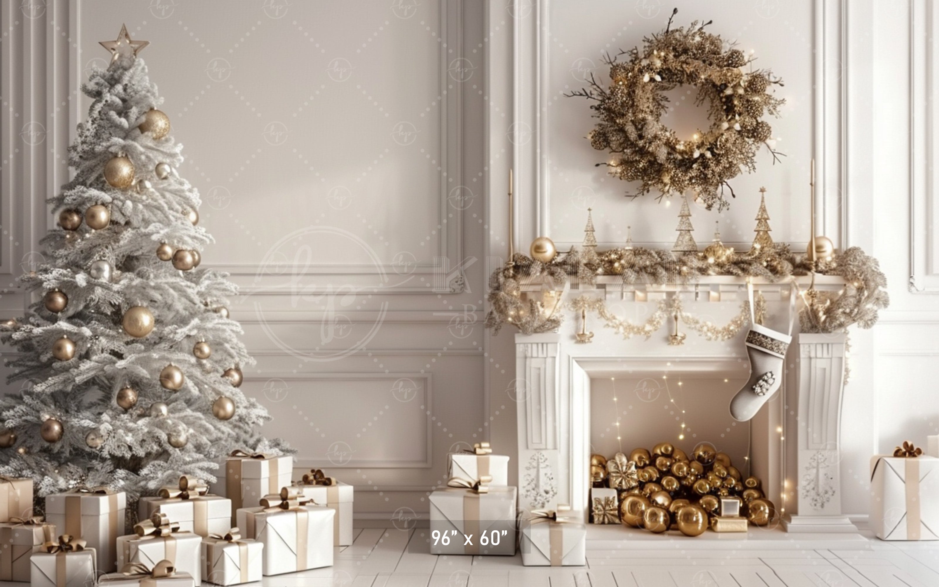Elegant Gold Christmas Setting Backdrop