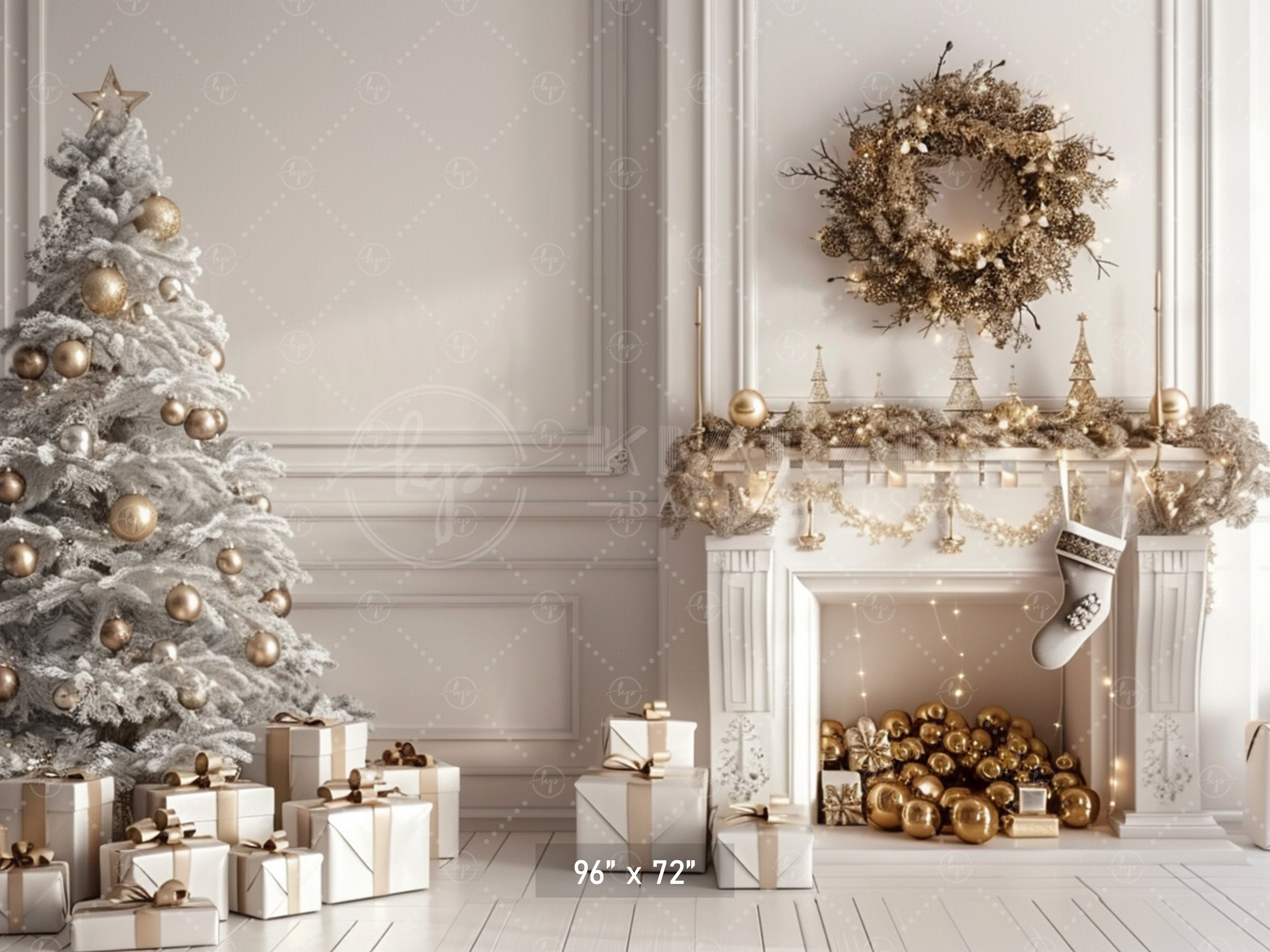 Elegant Gold Christmas Setting Backdrop