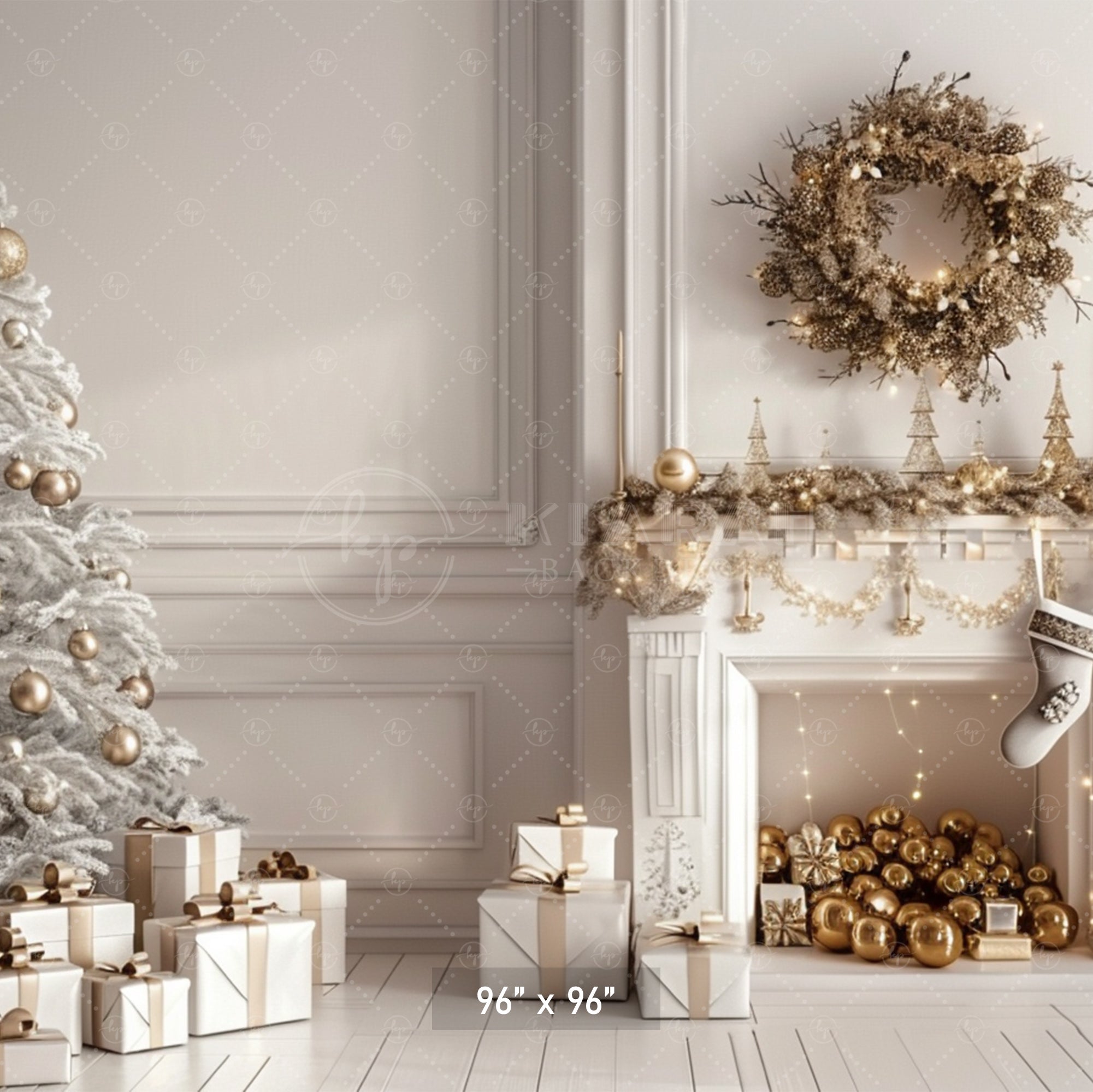 Elegant Gold Christmas Setting Backdrop