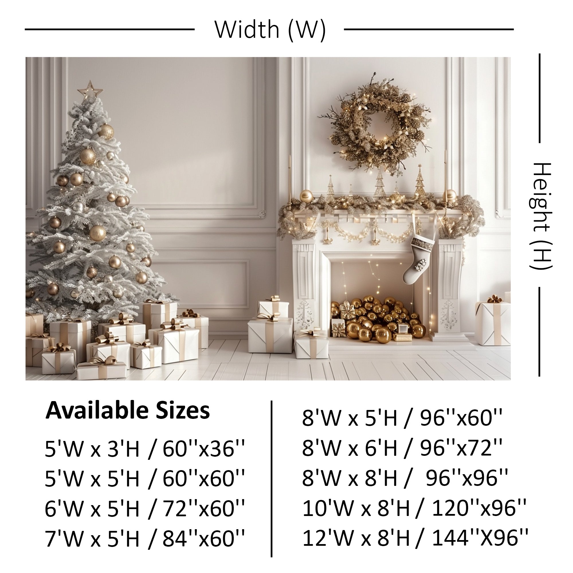 Elegant Gold Christmas Setting Backdrop