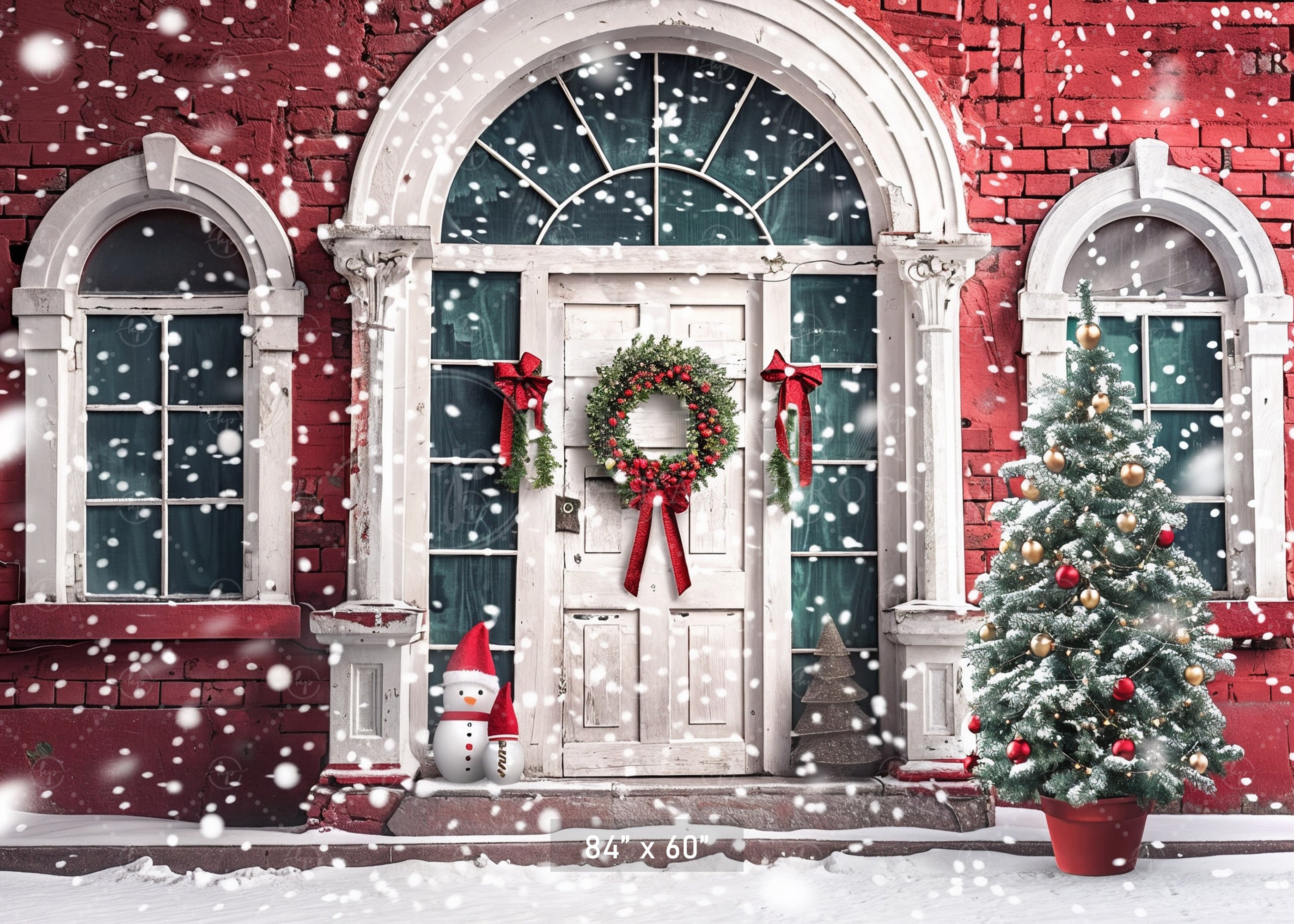 Vintage Christmas Doorway Backdrop