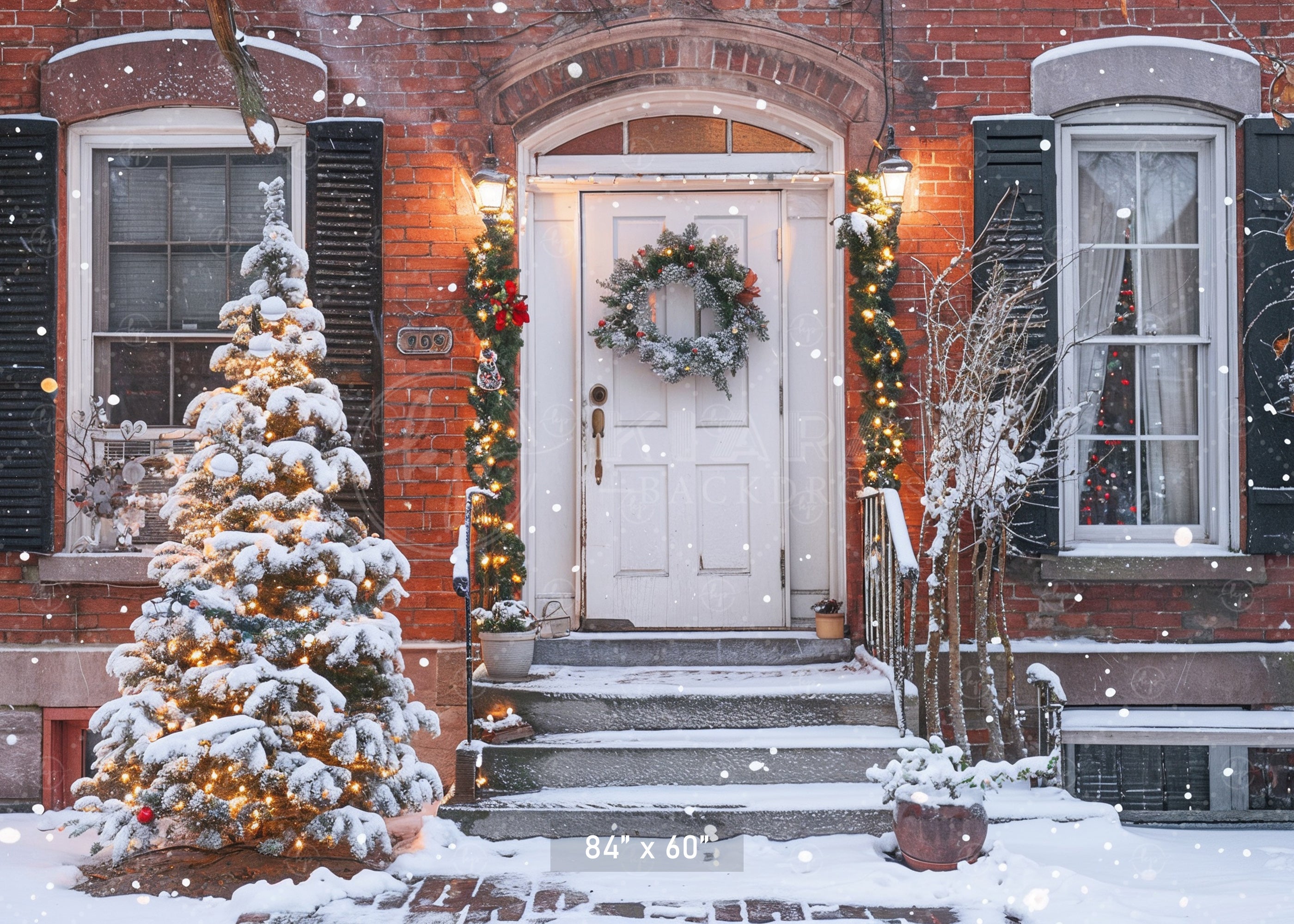 Charming Christmas Doorway Backdrop
