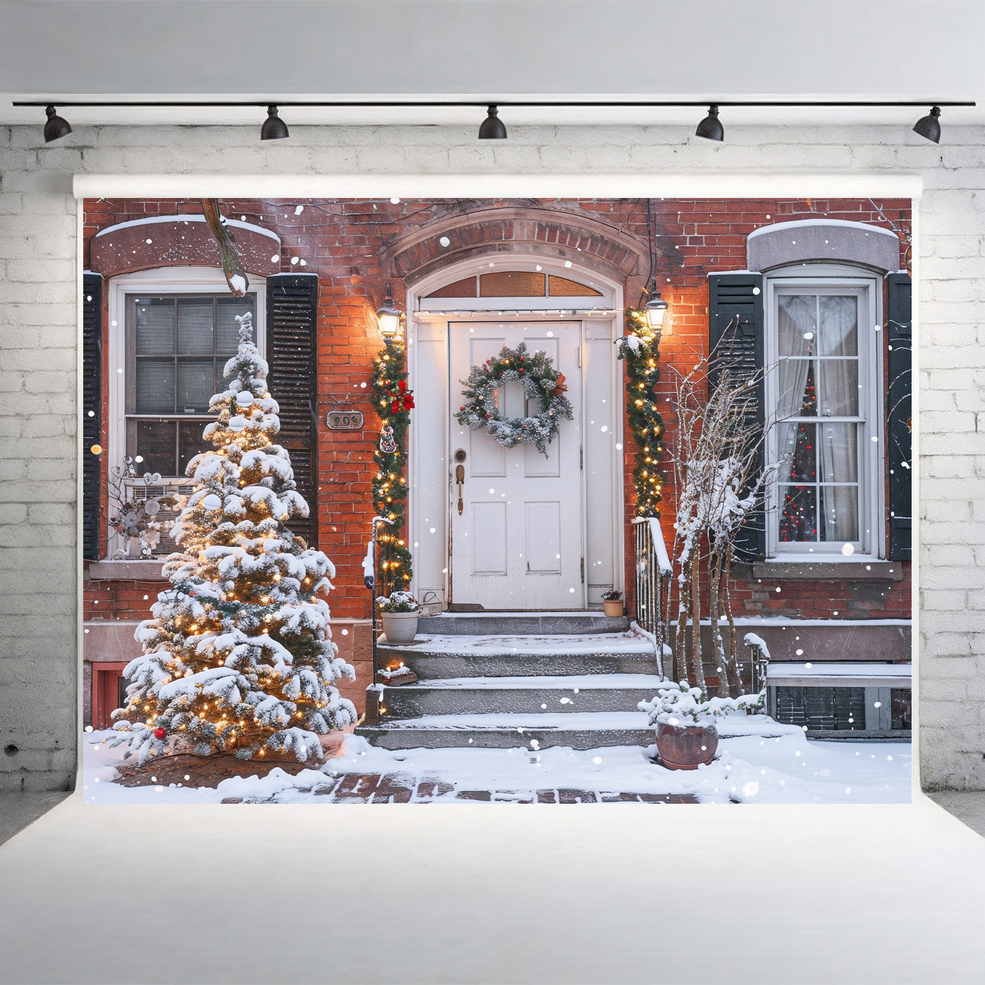 Charming Christmas Doorway Backdrop