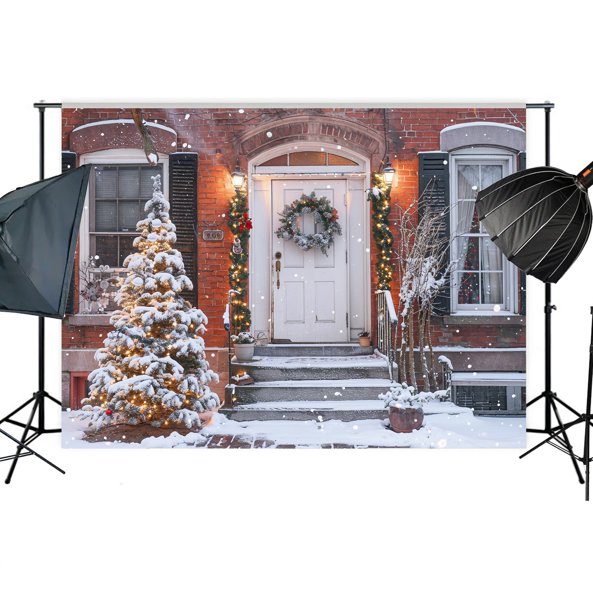 Charming Christmas Doorway Backdrop
