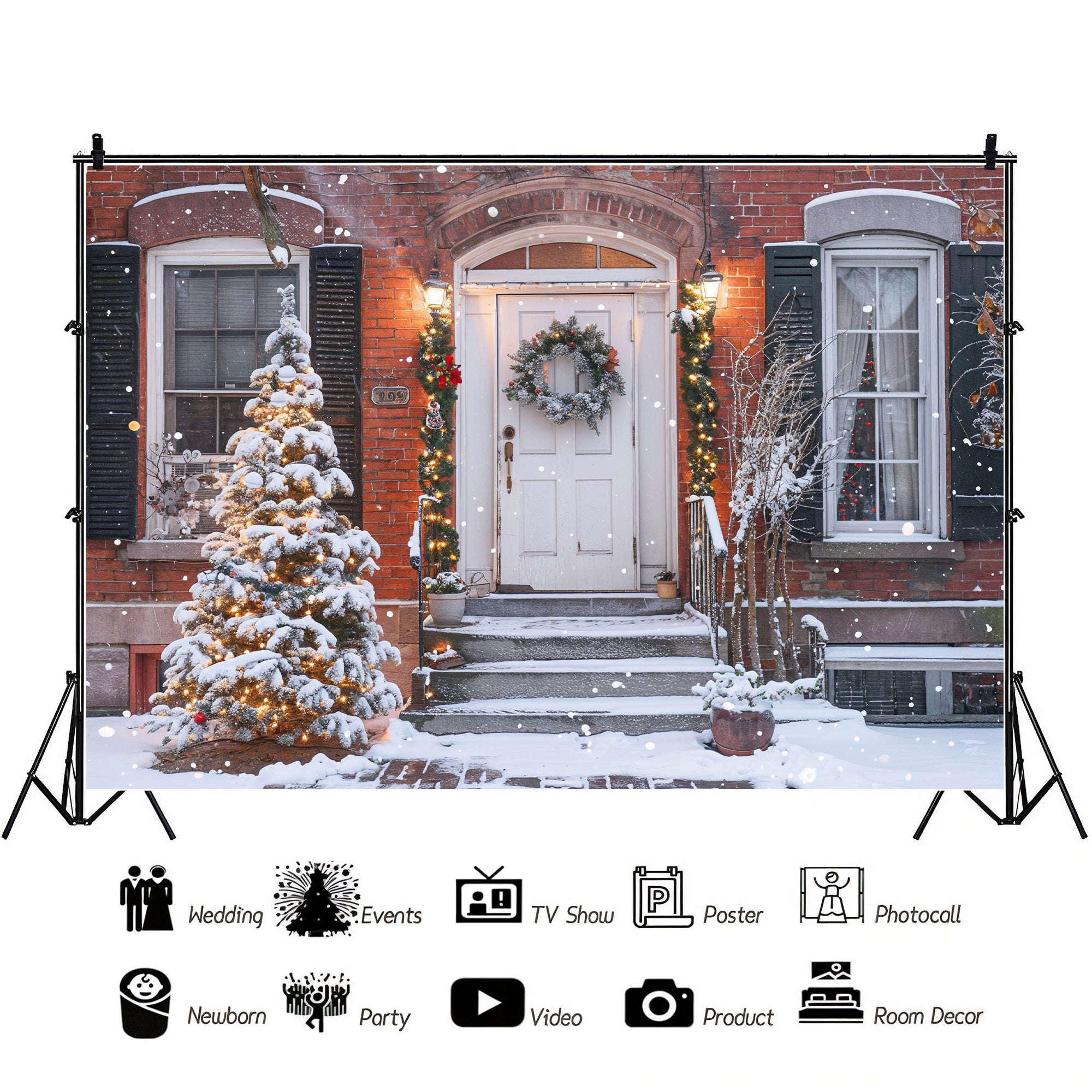 Charming Christmas Doorway Backdrop