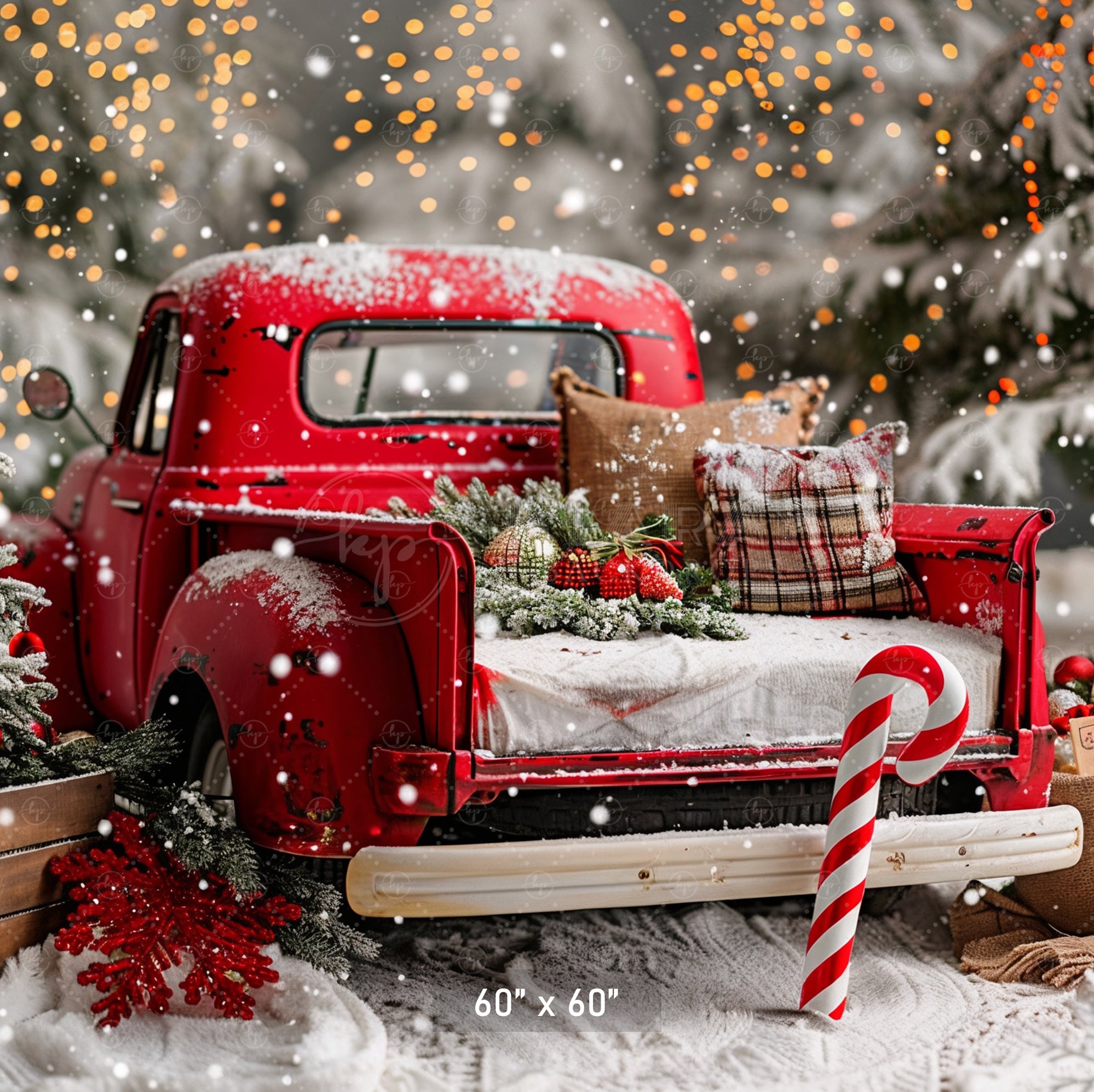 Vintage Christmas Truck Backdrop