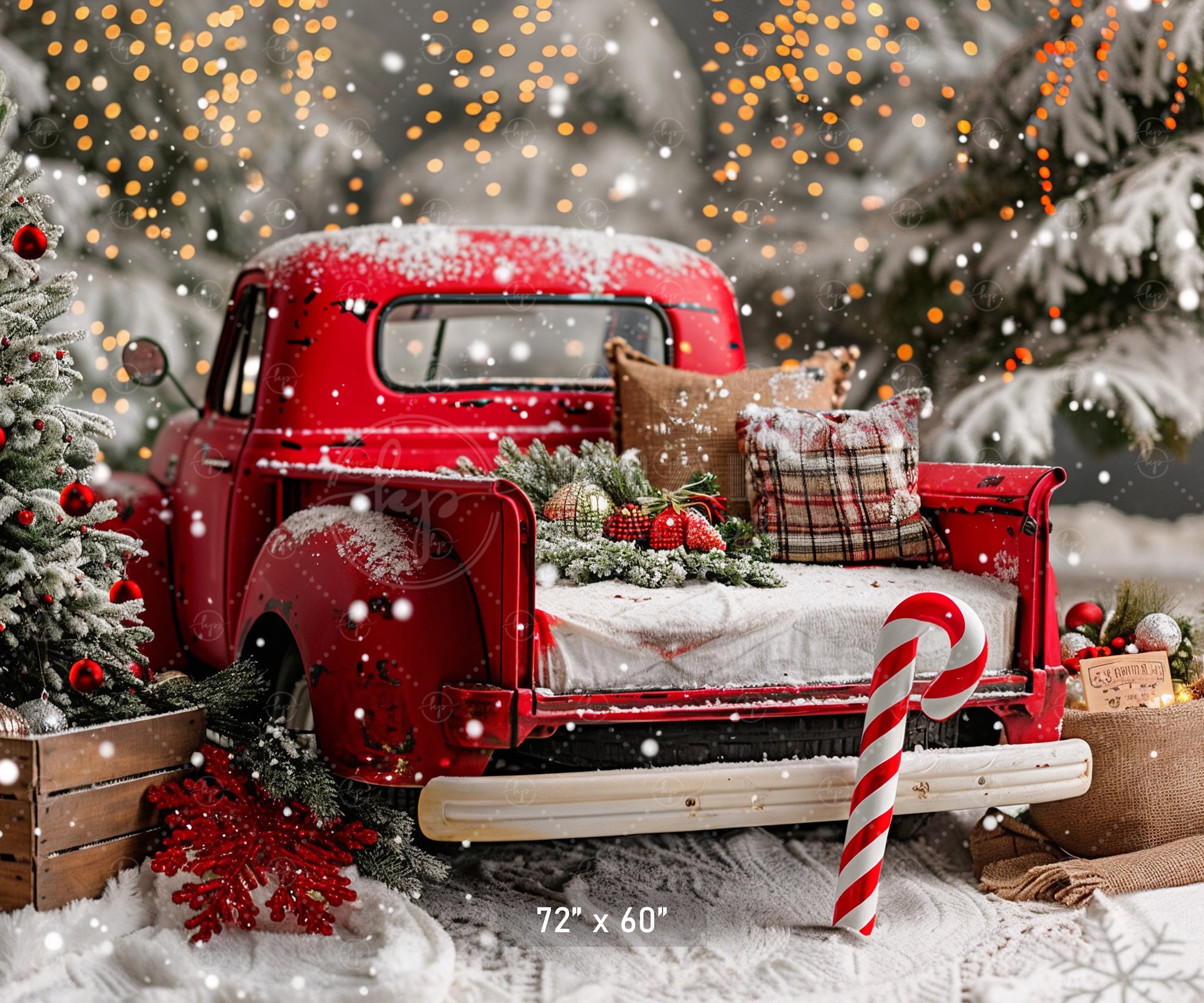 Vintage Christmas Truck Backdrop