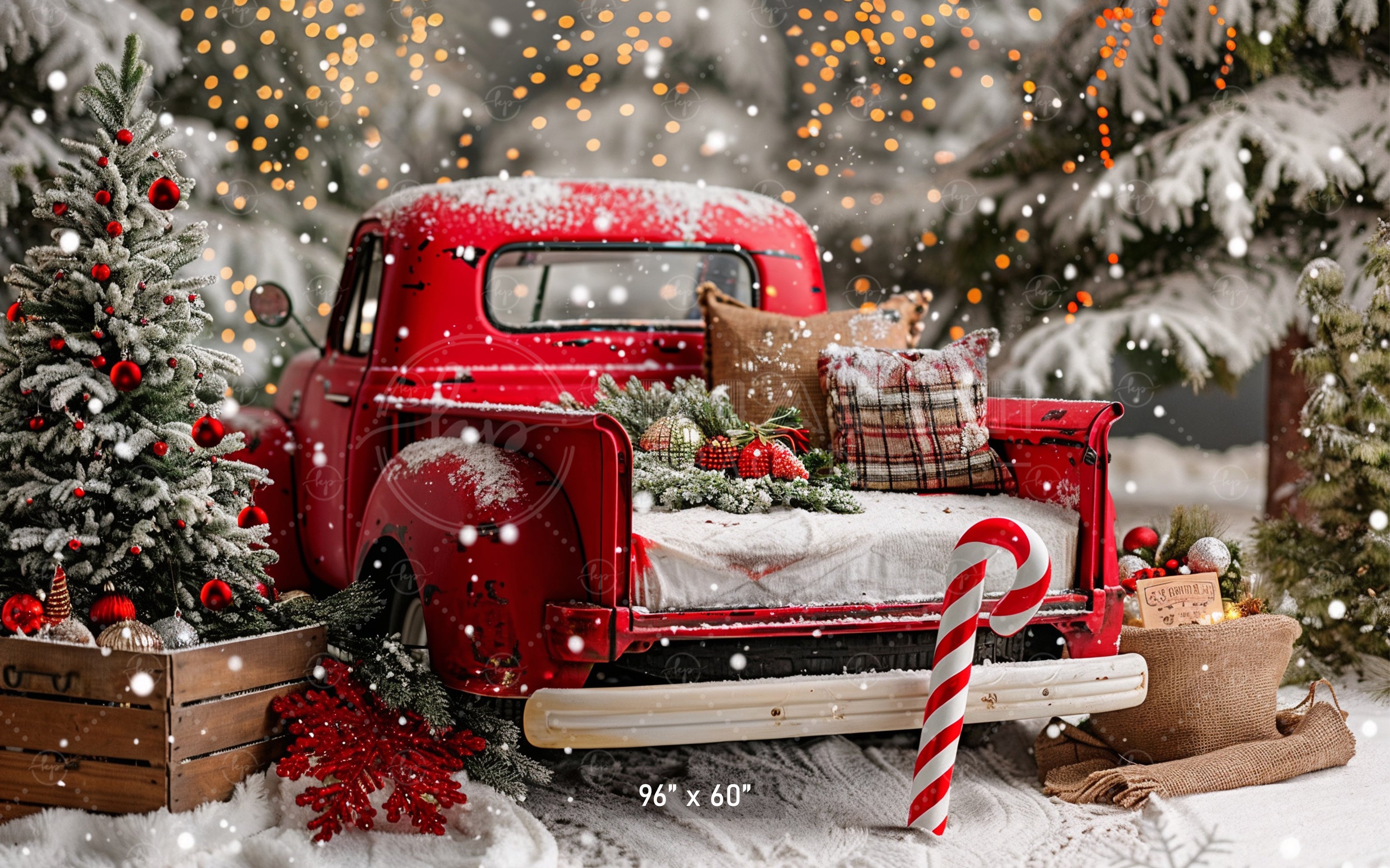 Vintage Christmas Truck Backdrop