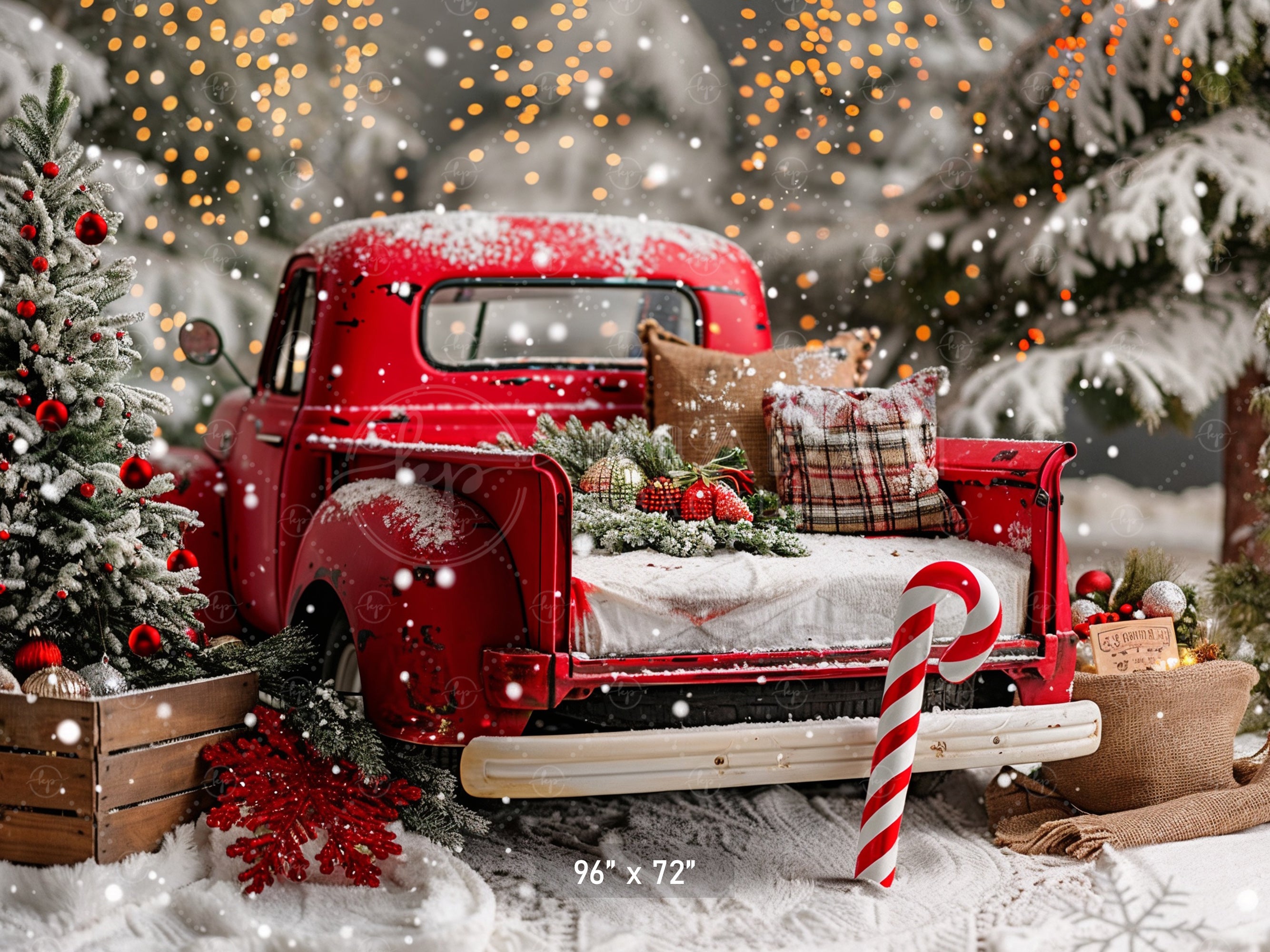 Vintage Christmas Truck Backdrop