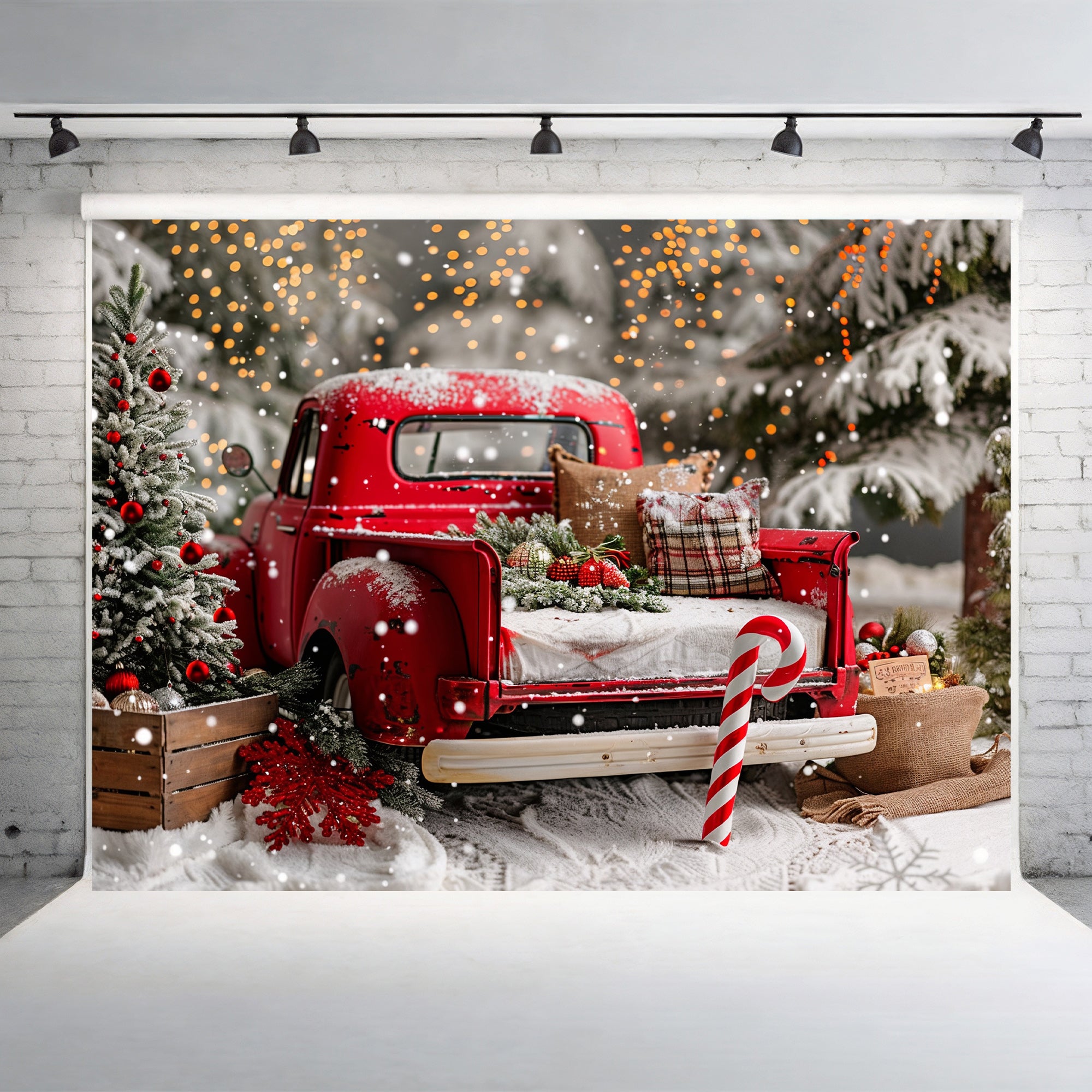Vintage Christmas Truck Backdrop