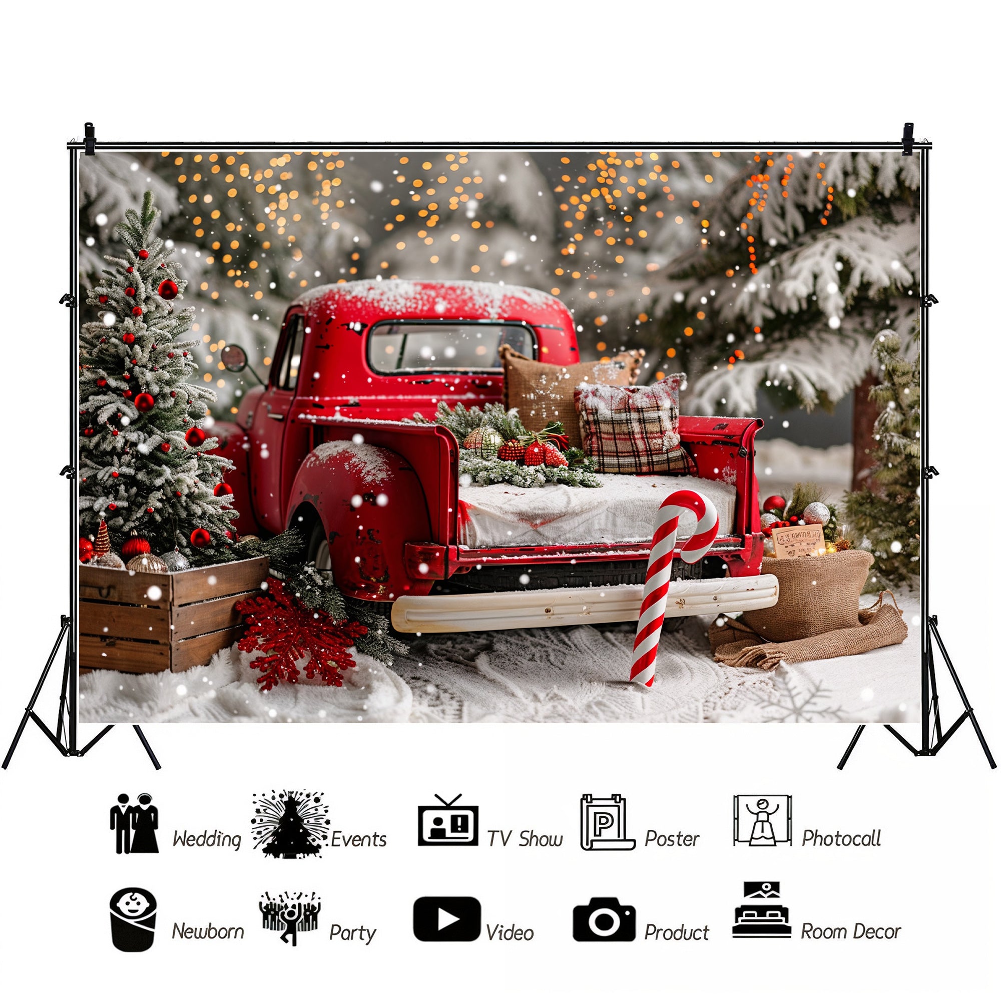 Vintage Christmas Truck Backdrop