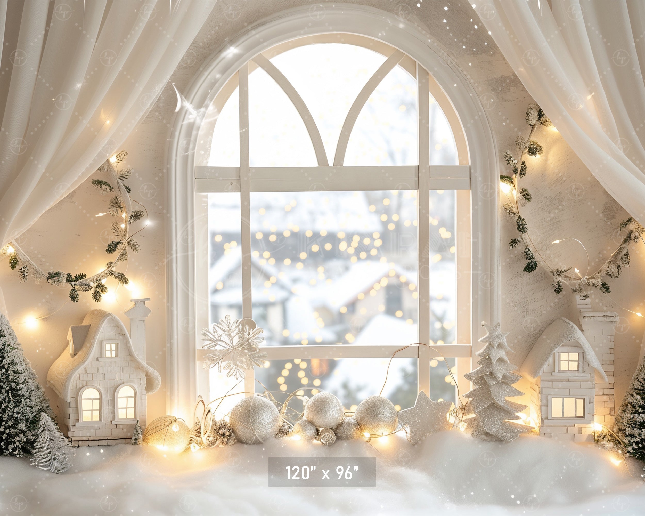 Snowy Winter Window Backdrop