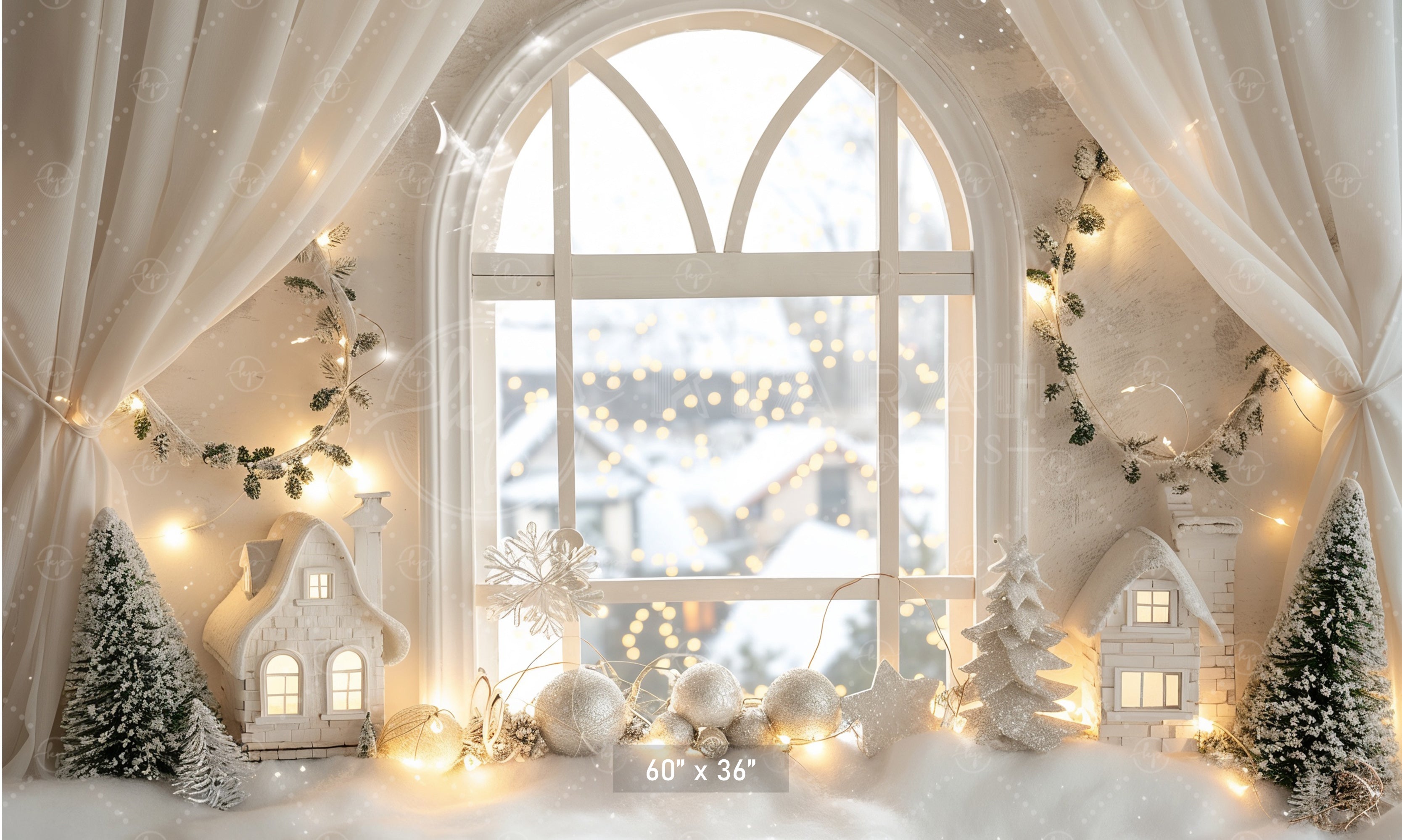 Snowy Winter Window Backdrop