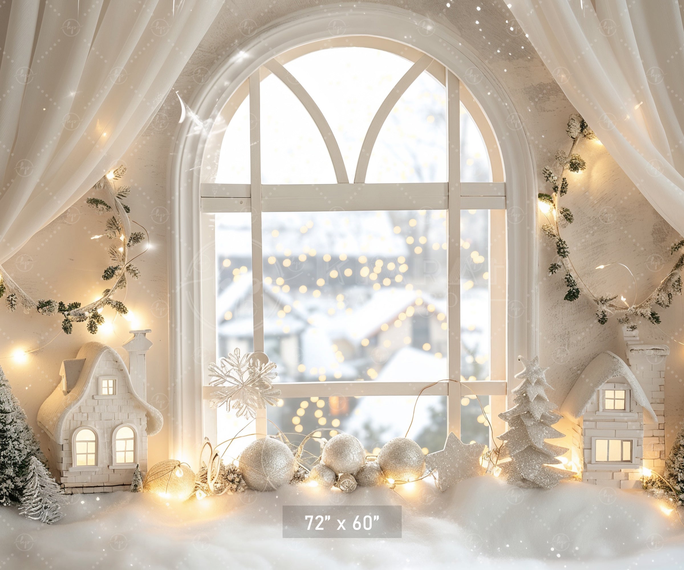 Snowy Winter Window Backdrop