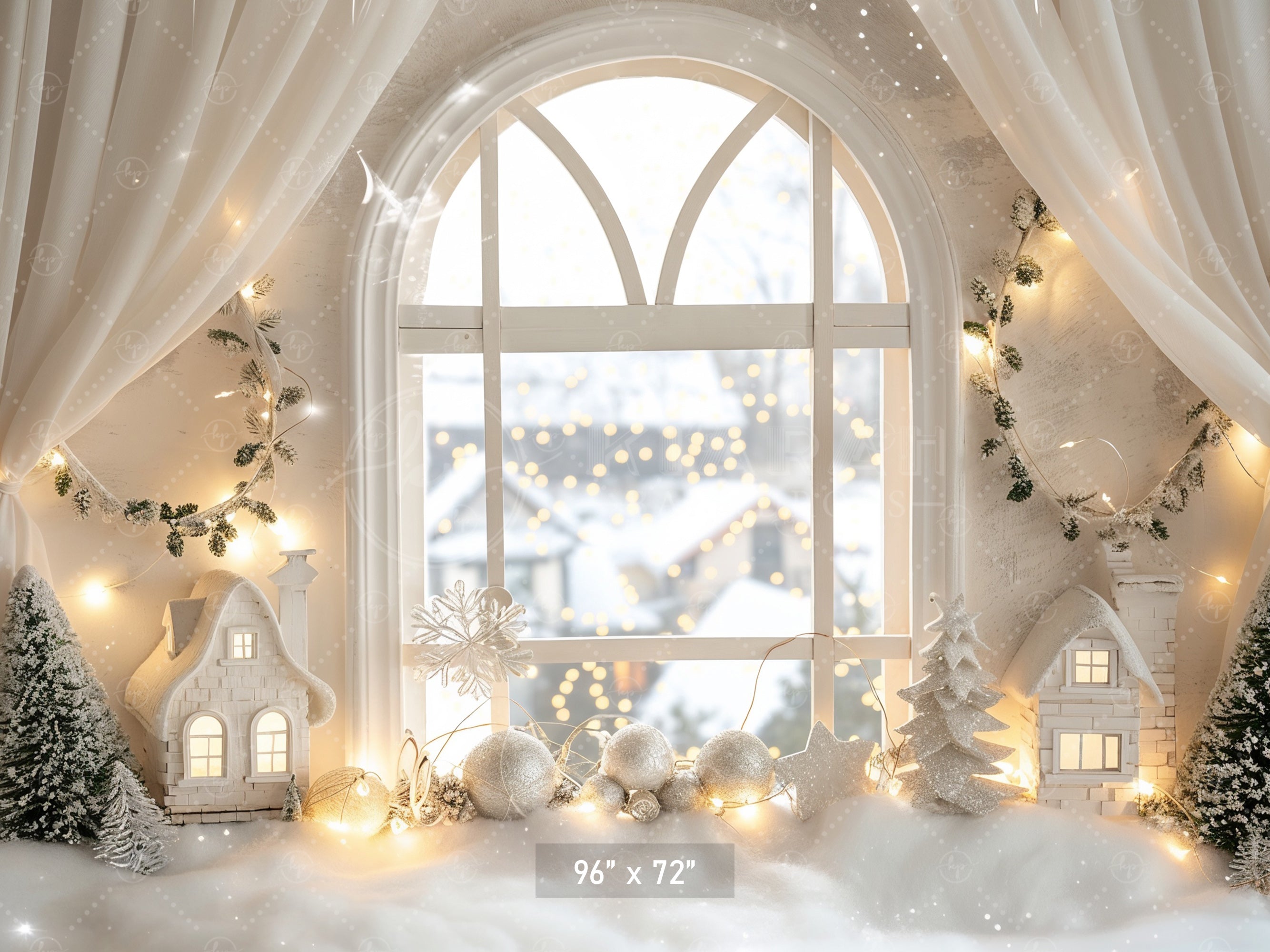 Snowy Winter Window Backdrop