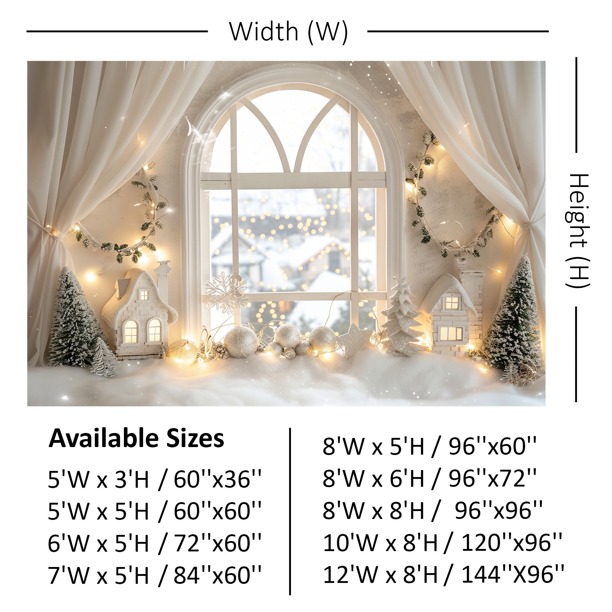 Snowy Winter Window Backdrop