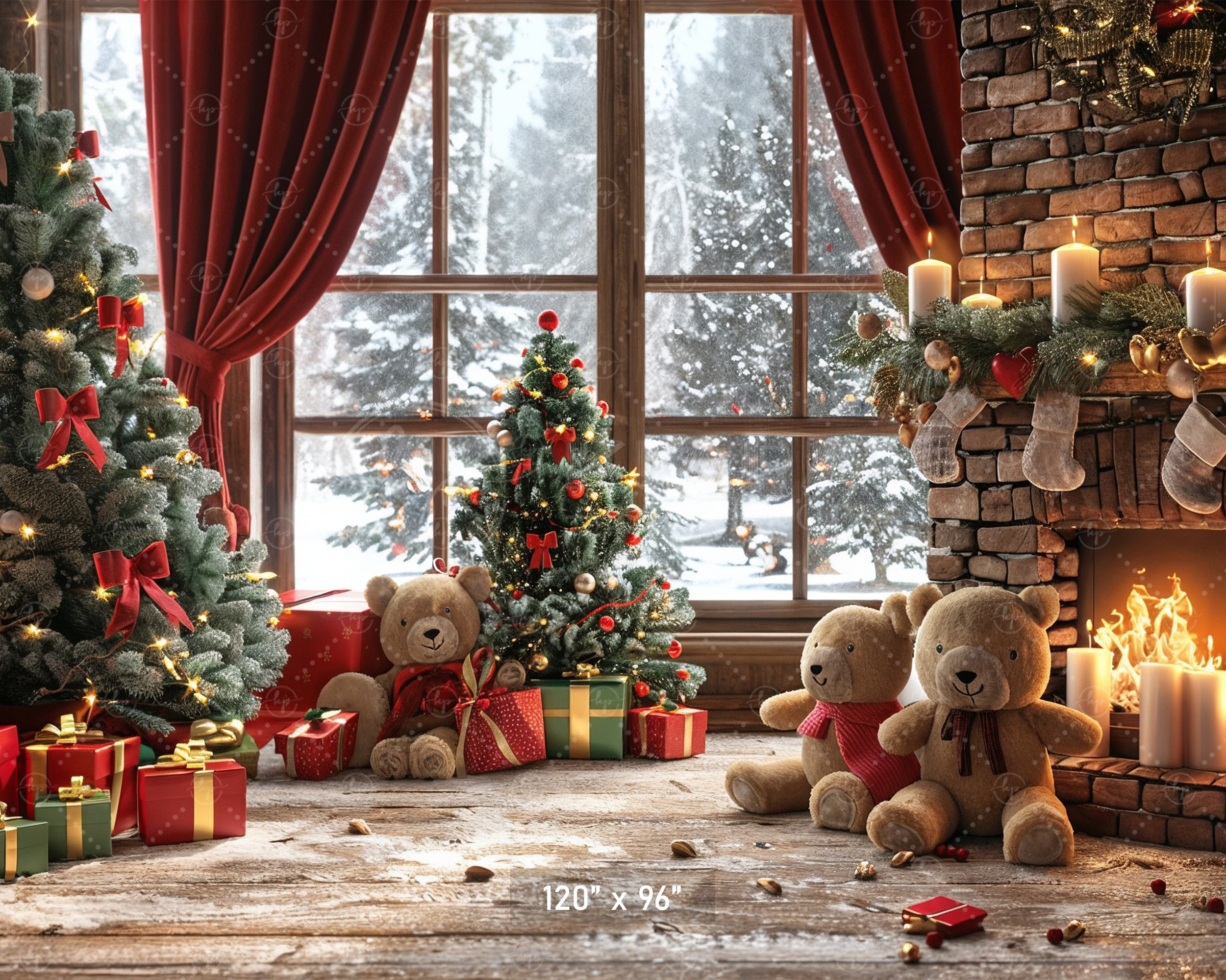 Cozy Christmas Hearth Backdrop