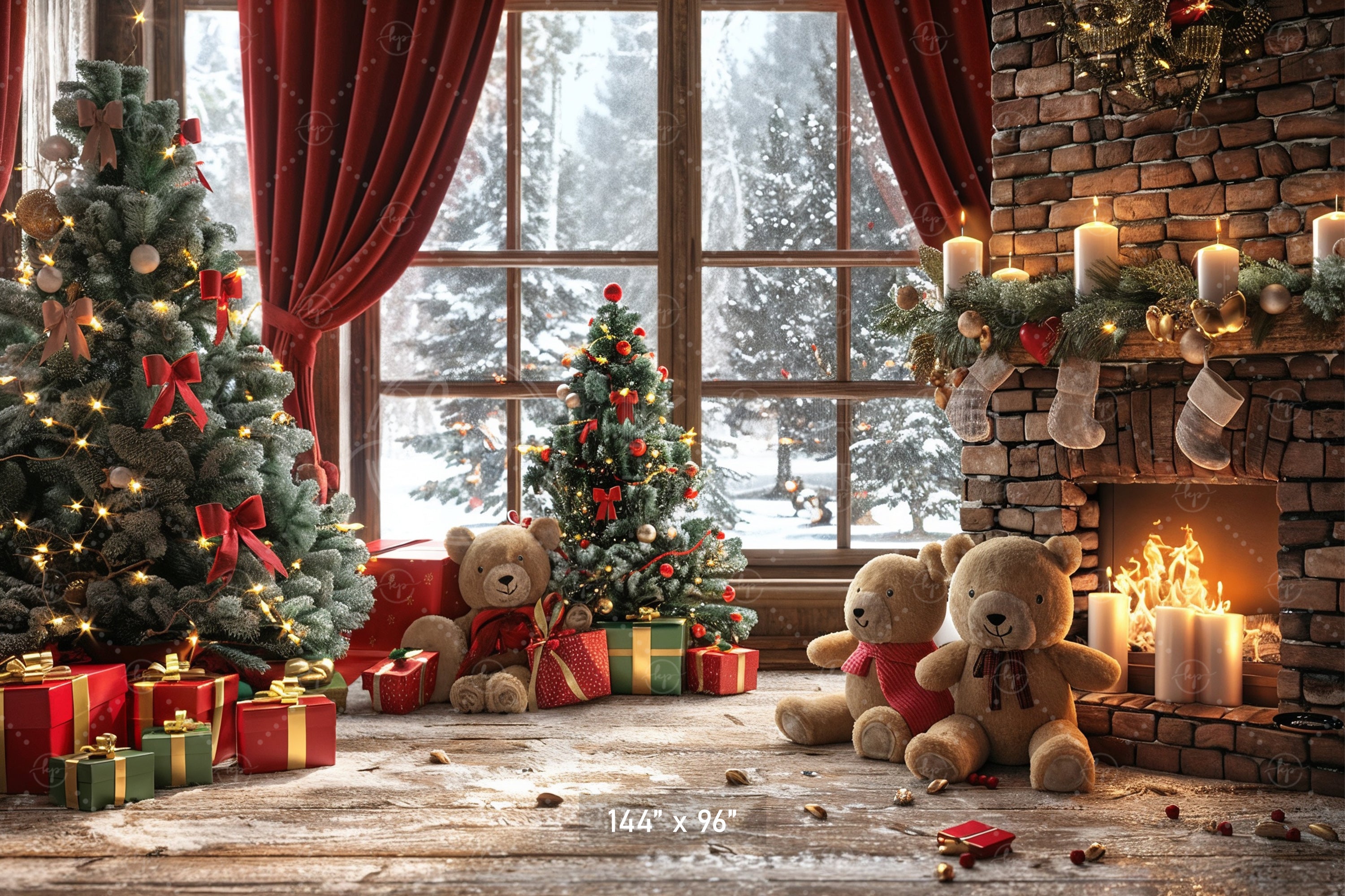 Cozy Christmas Hearth Backdrop