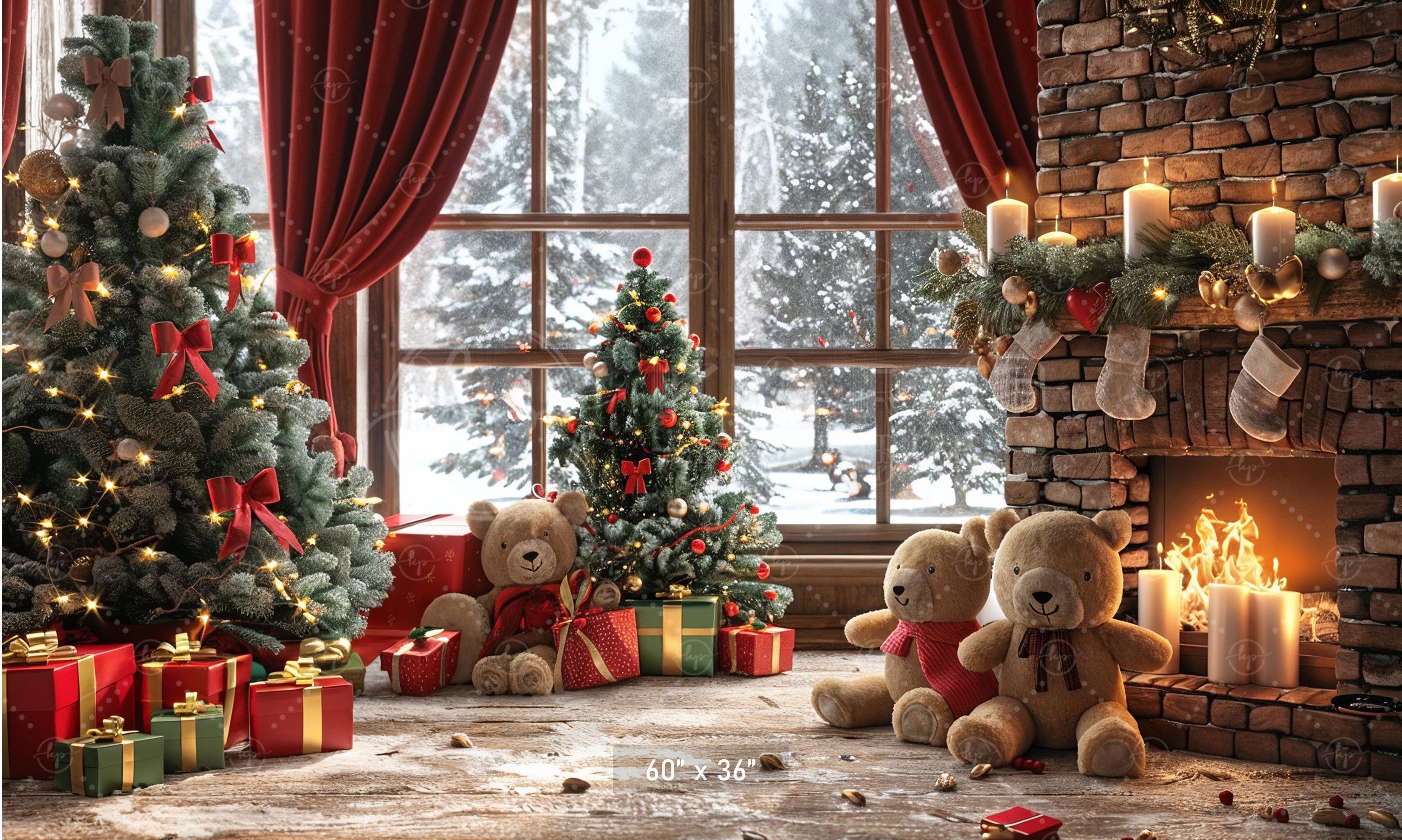 Cozy Christmas Hearth Backdrop